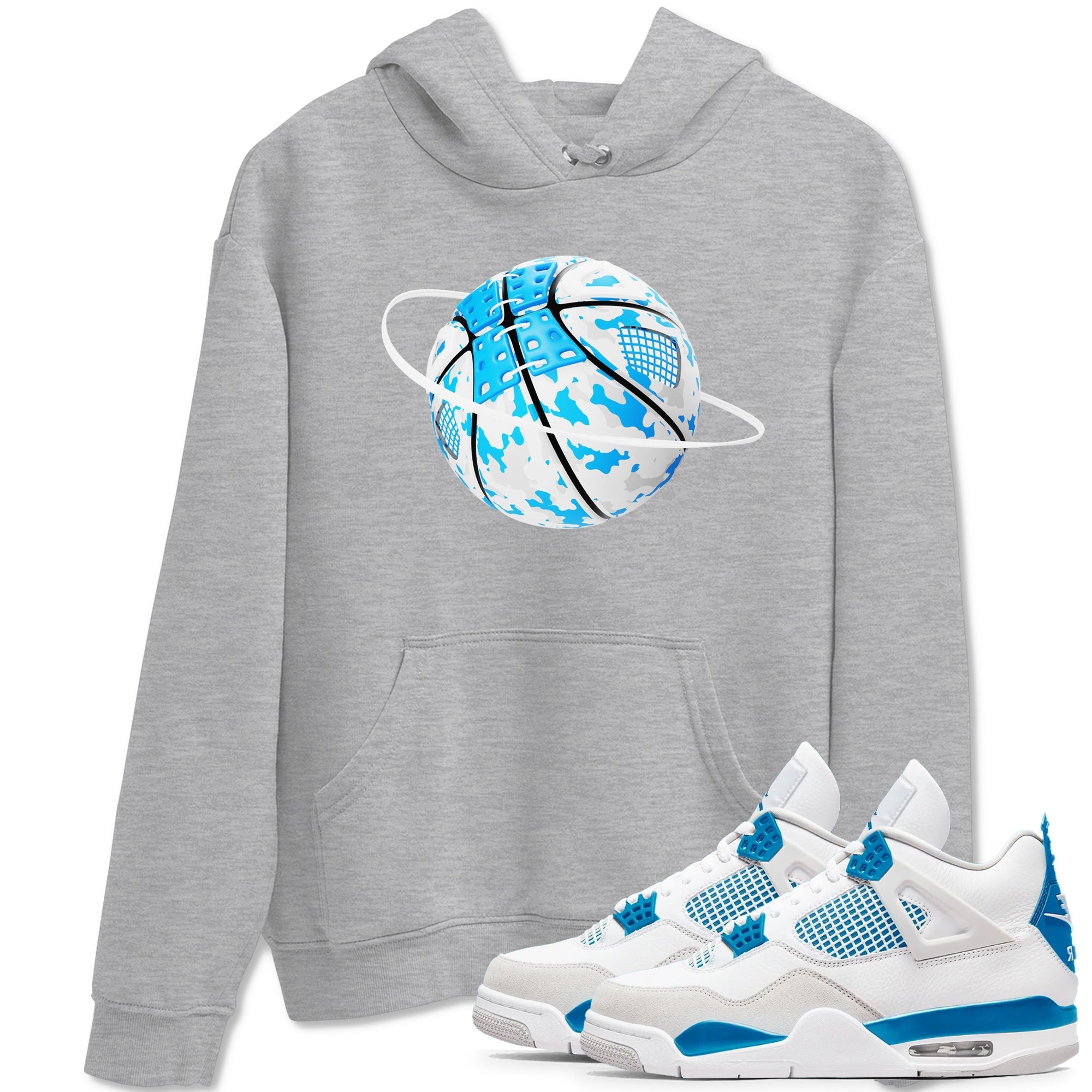 Camo Basketball Planet snkmatch Tees - Air Jordan 4 Military Blue