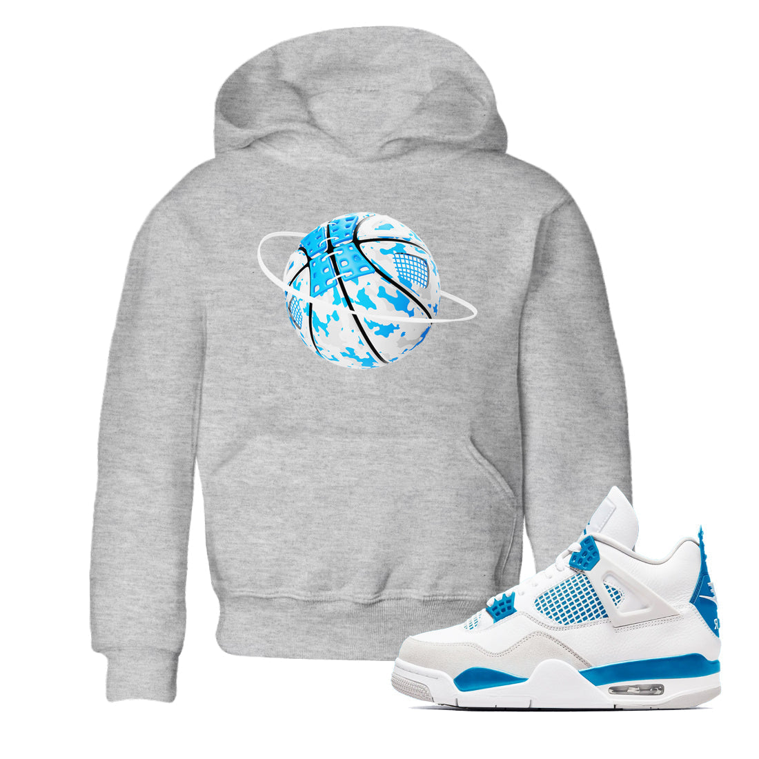 Camo Basketball Planet snkmatch Tees Kids - Air Jordan 4 Military Blue
