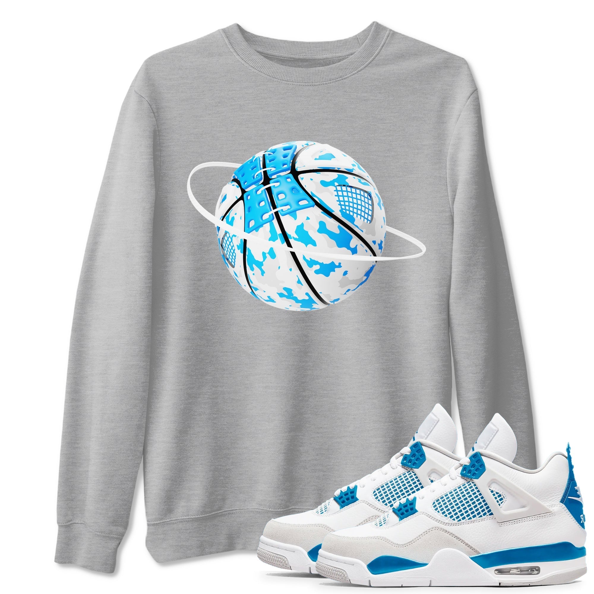 Camo Basketball Planet snkmatch Tees - Air Jordan 4 Military Blue