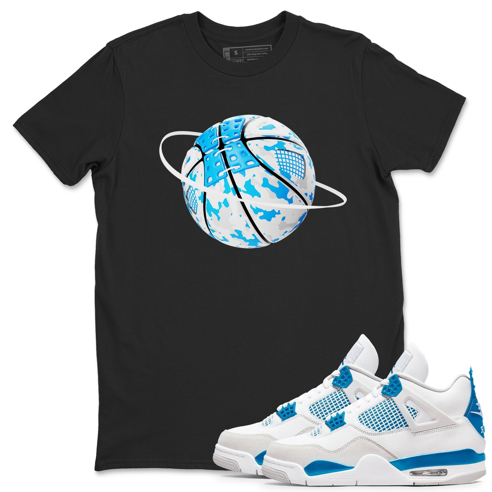 Camo Basketball Planet snkmatch Tees - Air Jordan 4 Military Blue