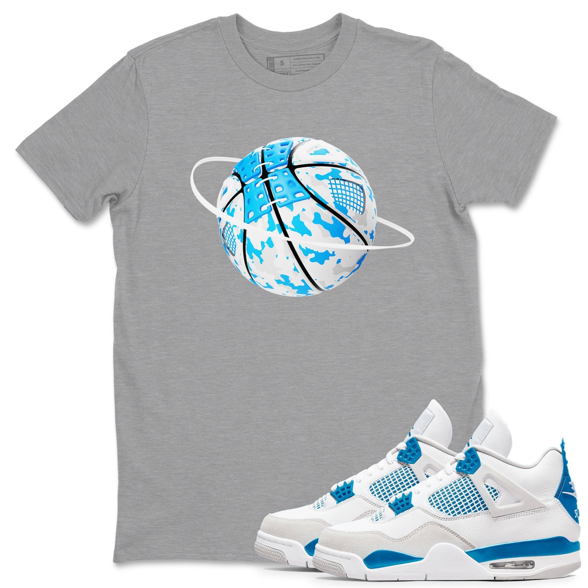 Camo Basketball Planet snkmatch Tees - Air Jordan 4 Military Blue