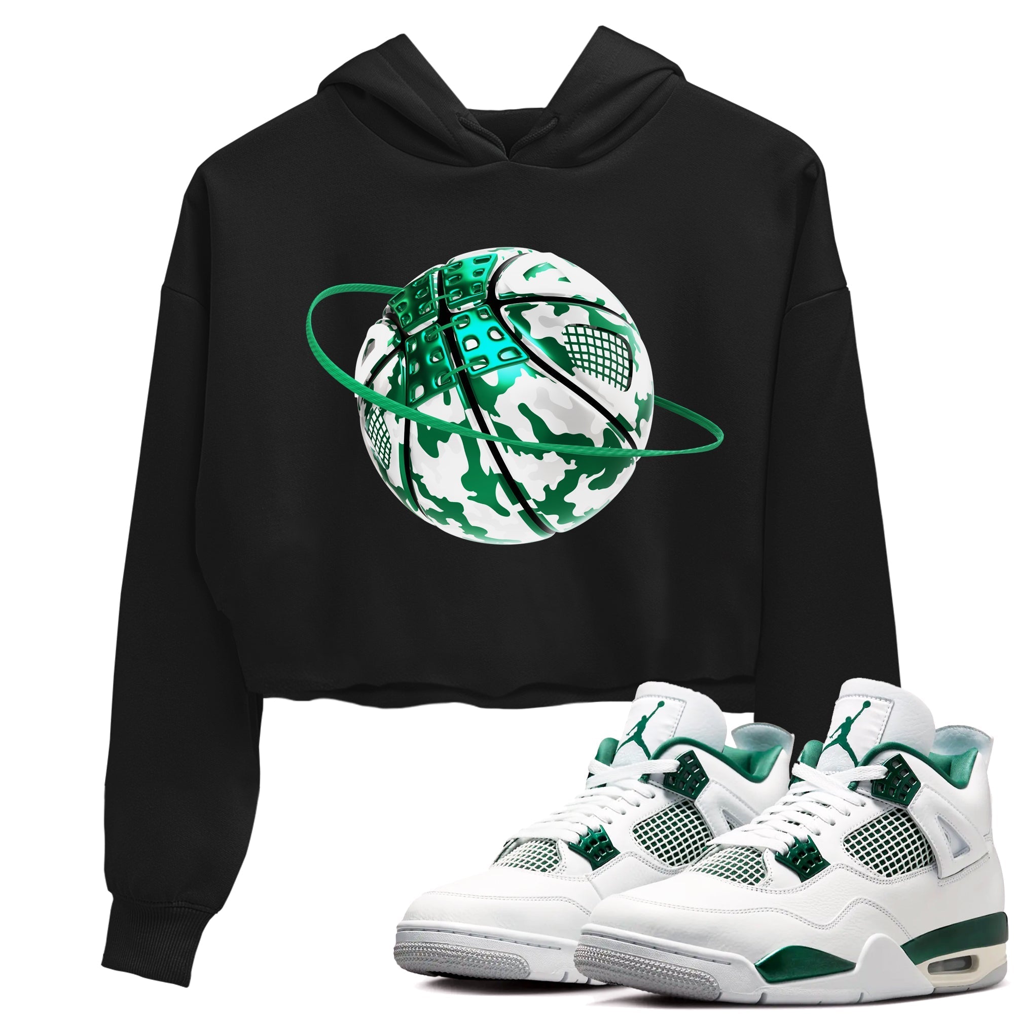 Camo Basketball Planet snkmatch Women's Top - Air Jordan 4 Oxidized Green