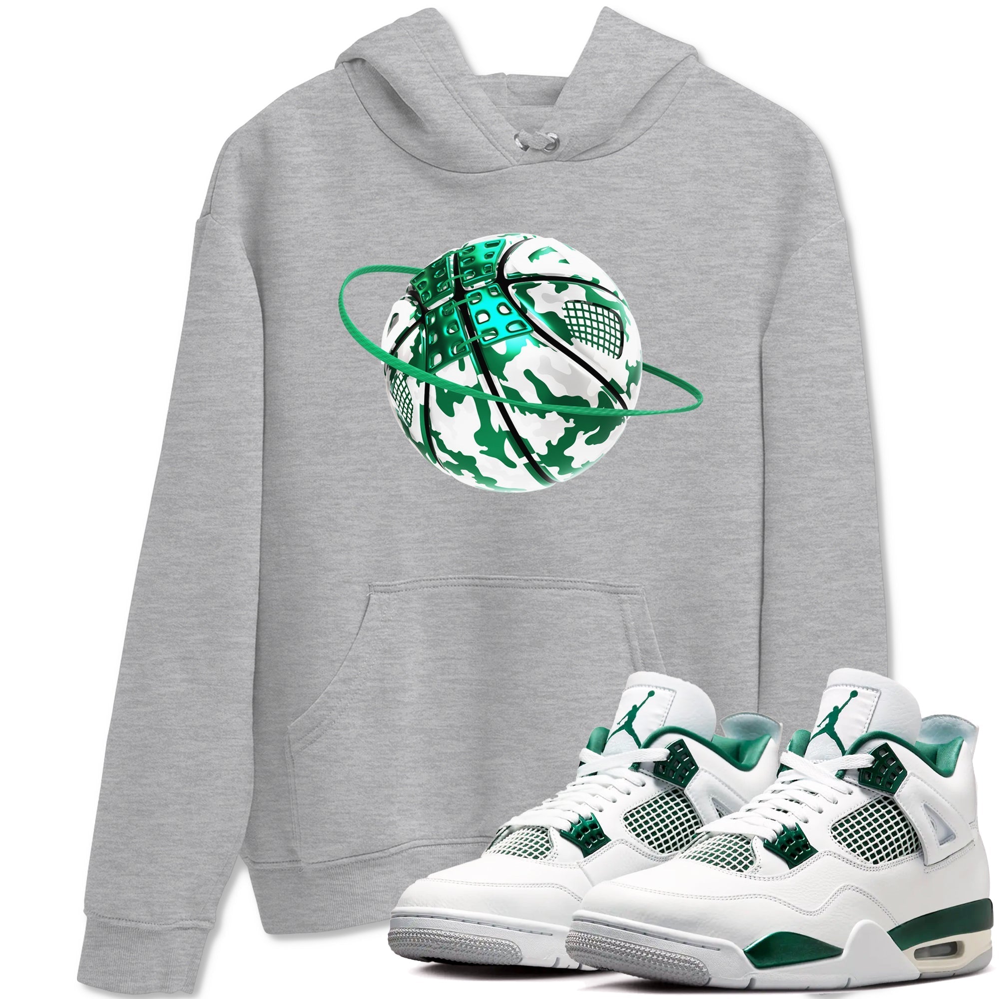 Camo Basketball Planet snkmatch Tees - Air Jordan 4 Oxidized Green