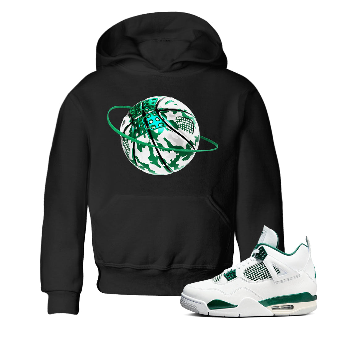 Camo Basketball Planet snkmatch Tees Kids - Air Jordan 4 Oxidized Green