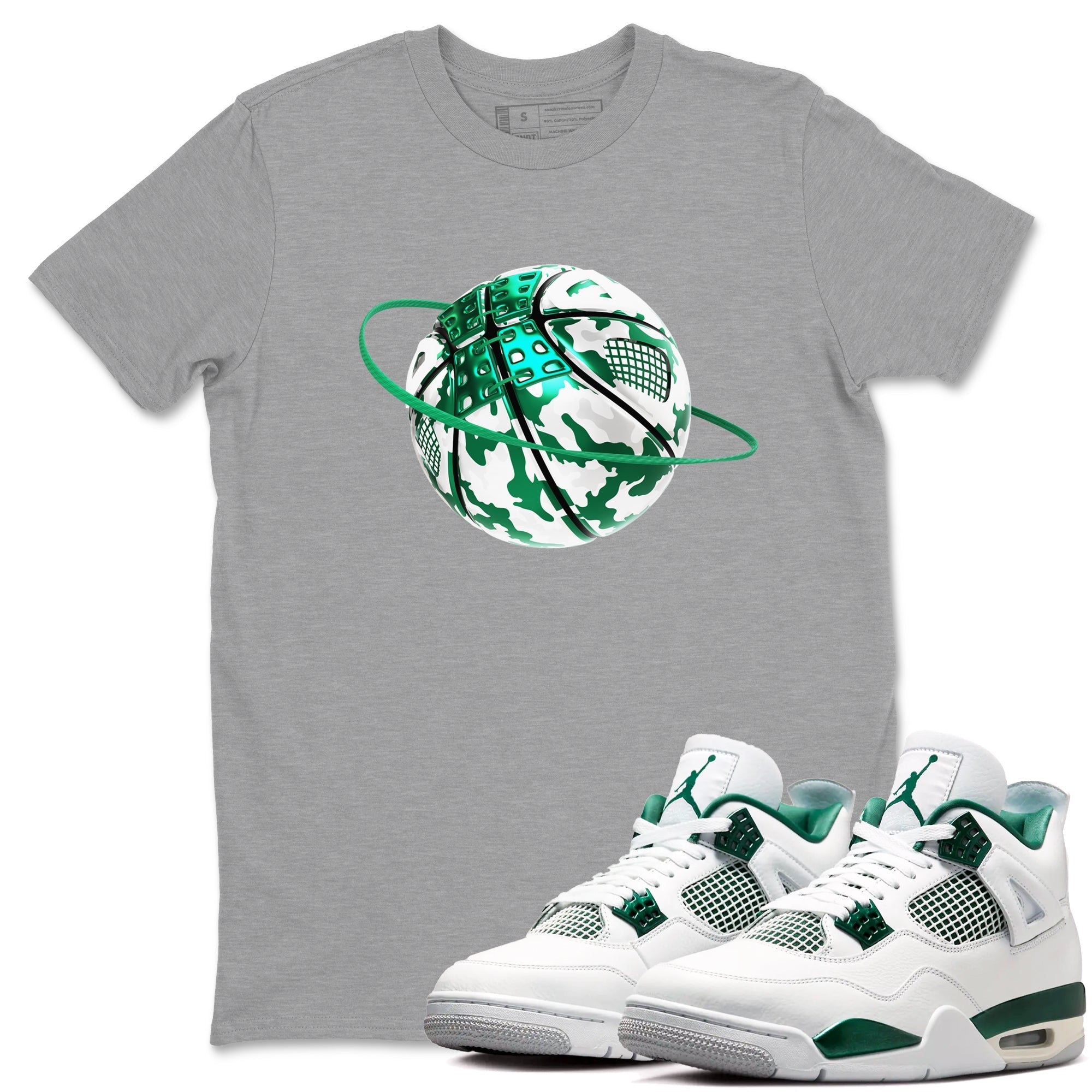 Camo Basketball Planet snkmatch Tees - Air Jordan 4 Oxidized Green