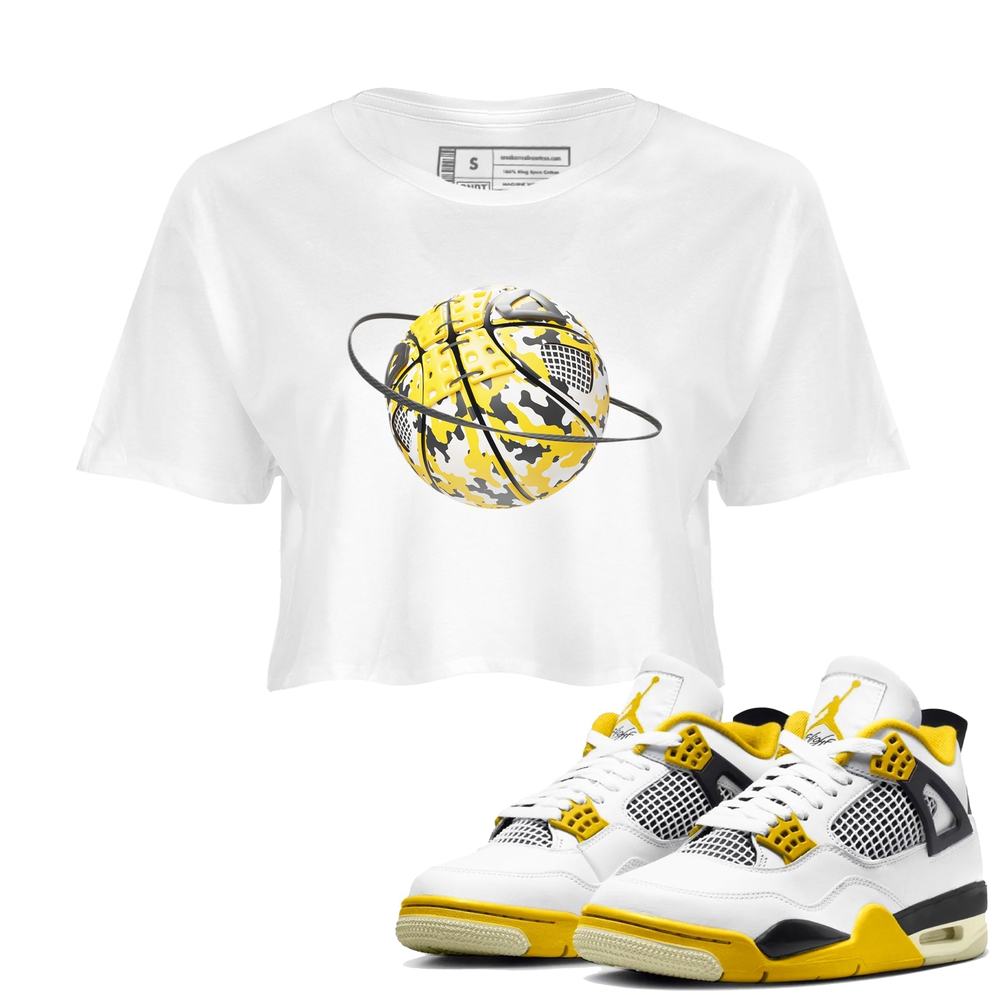 Camo Basketball Planet snkmatch Women's Top - Air Jordan 4 Vivid Sulfur