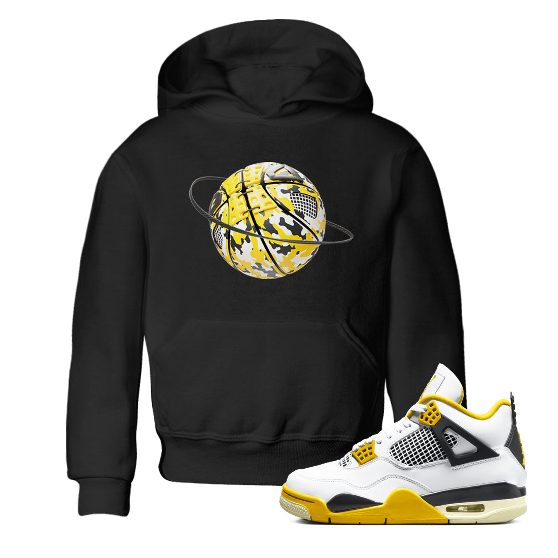 Camo Basketball Planet snkmatch Tees Kids - Air Jordan 4 Vivid Sulfur