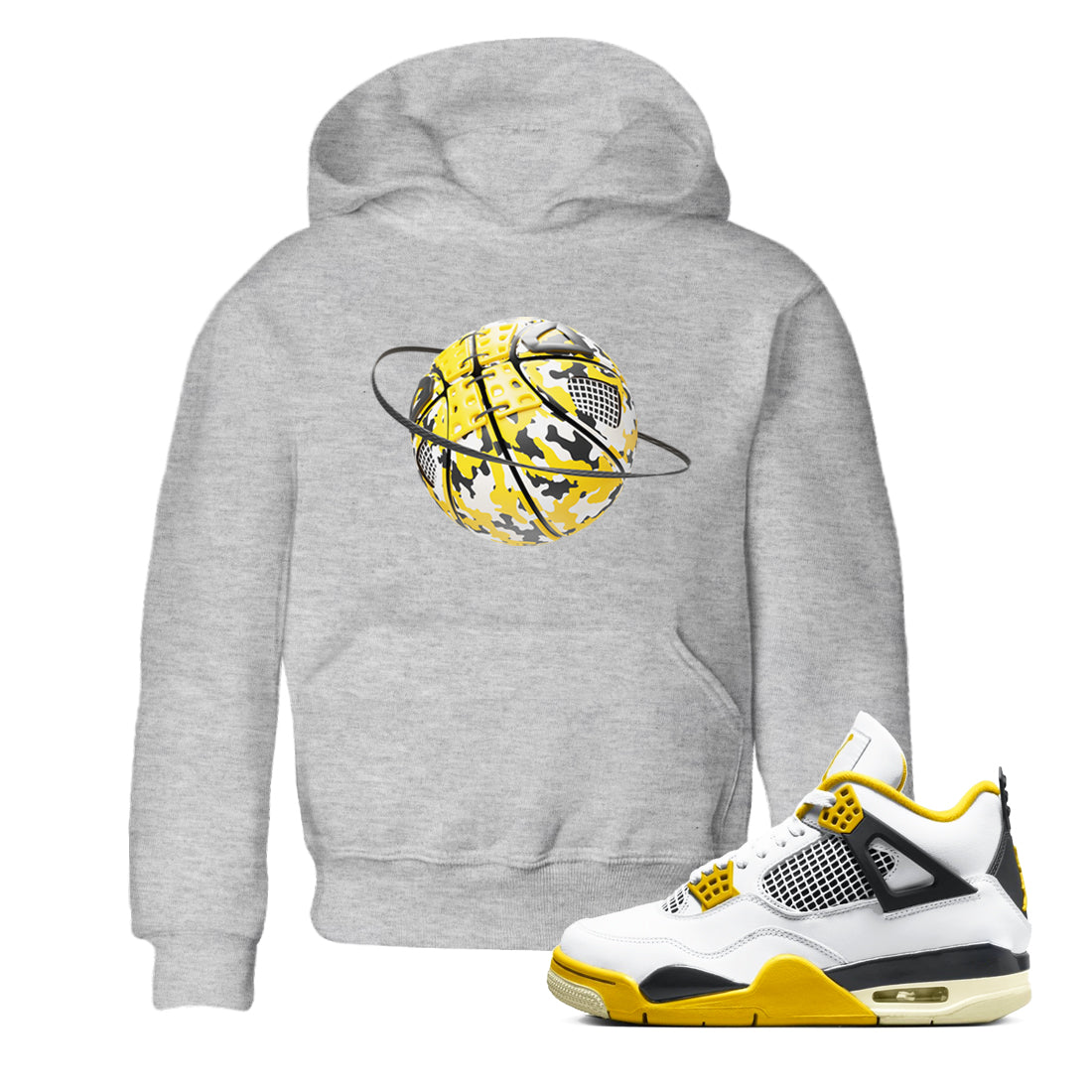 Camo Basketball Planet snkmatch Tees Kids - Air Jordan 4 Vivid Sulfur