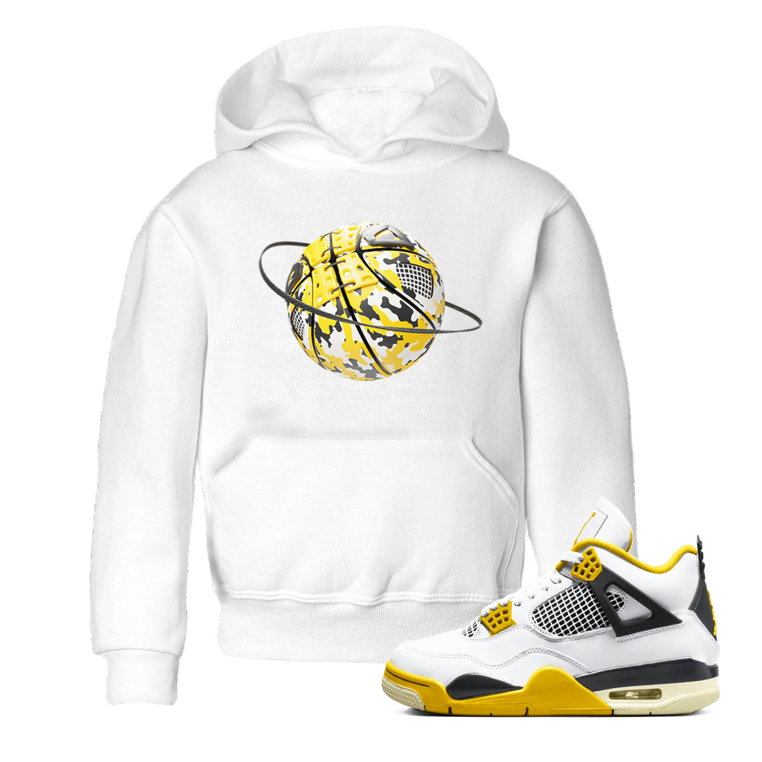 Camo Basketball Planet snkmatch Tees Kids - Air Jordan 4 Vivid Sulfur
