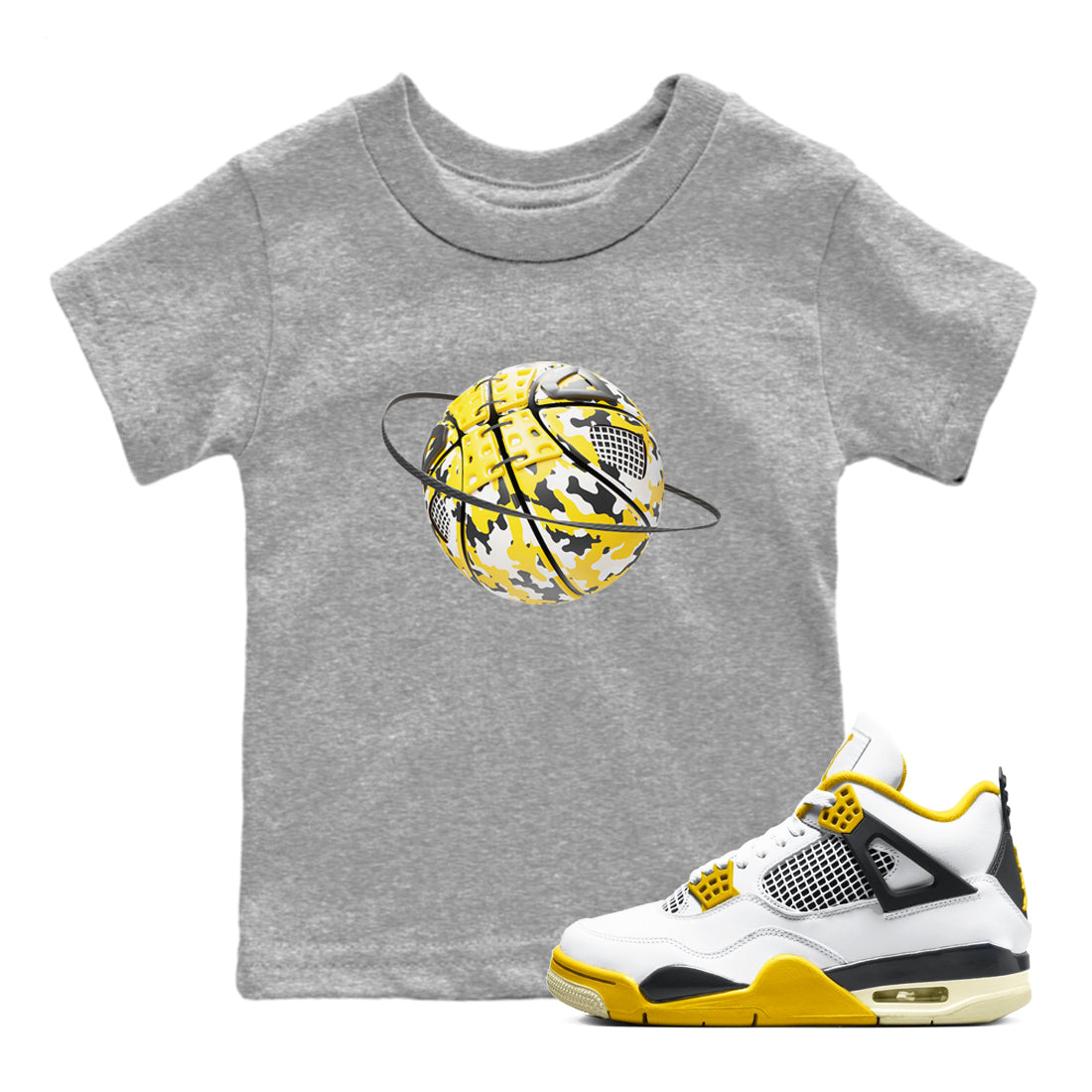 Camo Basketball Planet snkmatch Tees Kids - Air Jordan 4 Vivid Sulfur