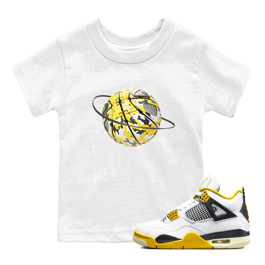 Camo Basketball Planet snkmatch Tees Kids - Air Jordan 4 Vivid Sulfur