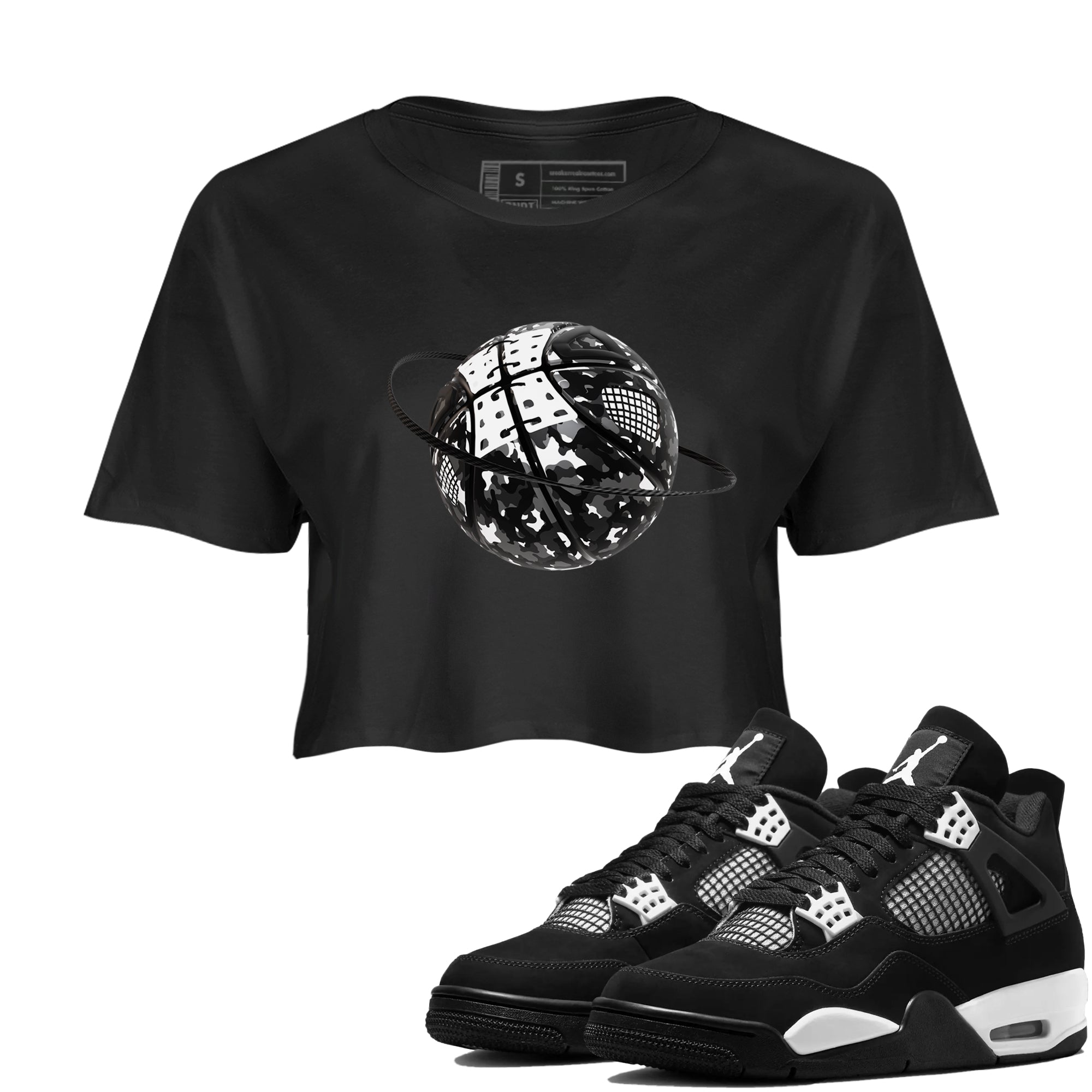 Camo Basketball Planet snkmatch Women's Top - Air Jordan 4 White Thunder