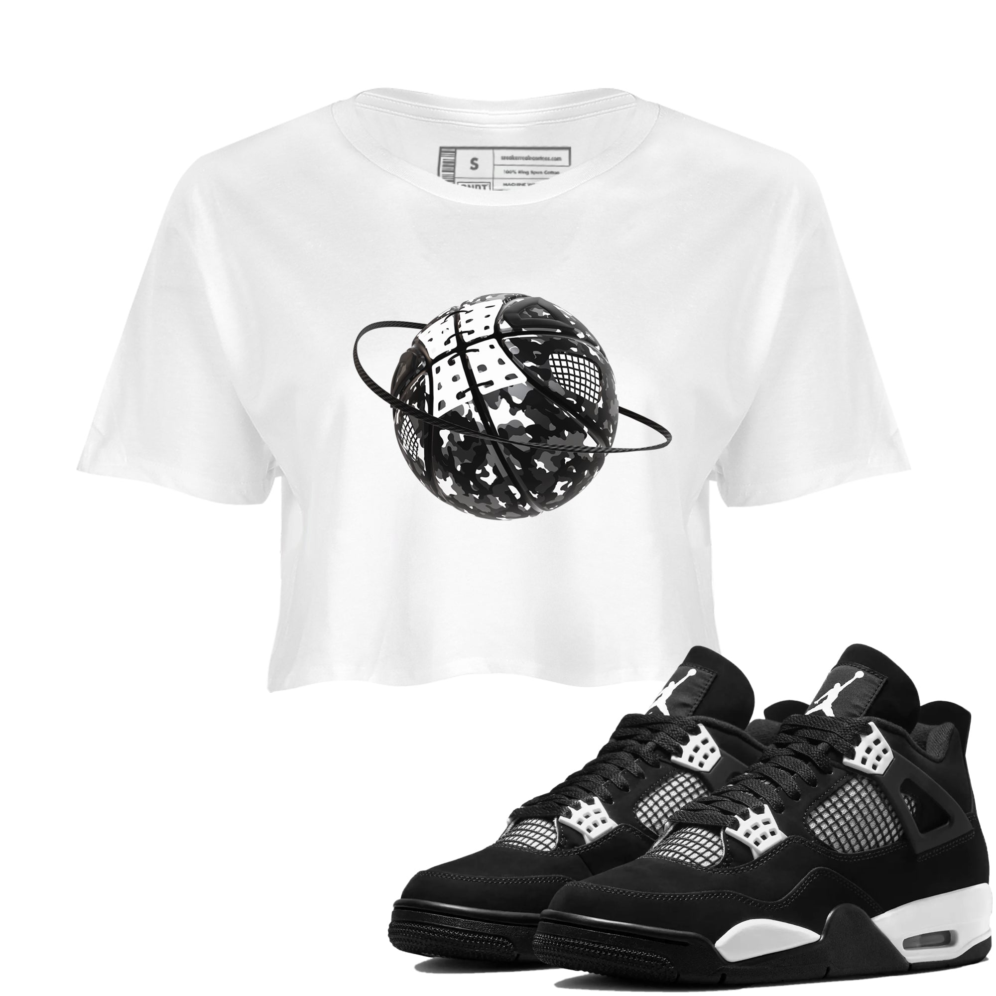 Camo Basketball Planet snkmatch Women's Top - Air Jordan 4 White Thunder