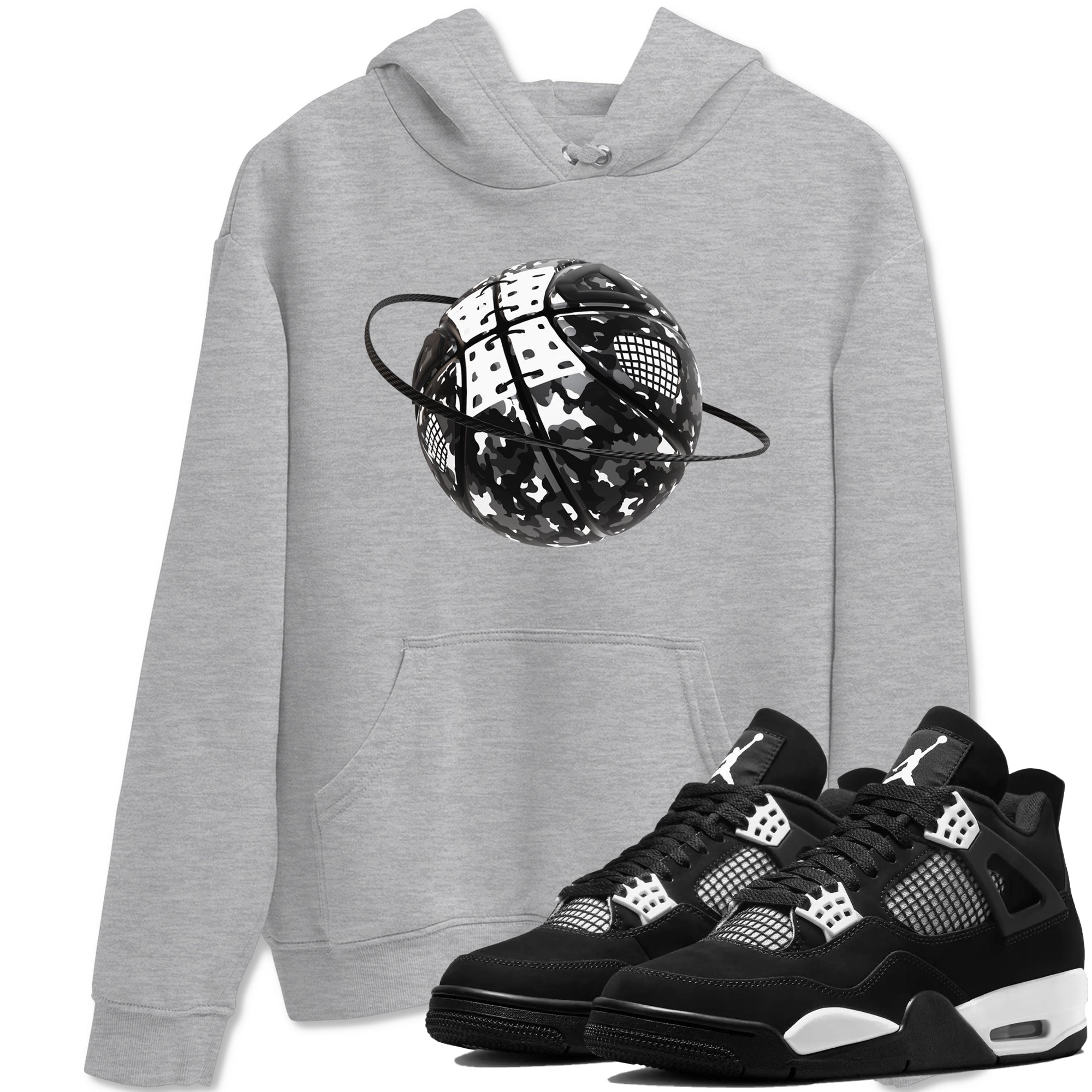 Camo Basketball Planet snkmatch Tees - Air Jordan 4 White Thunder