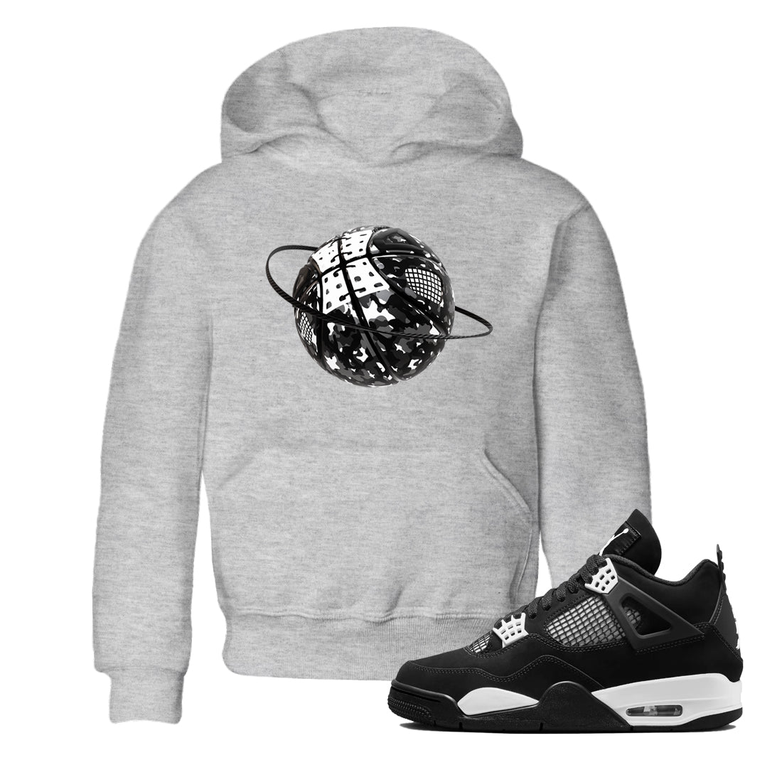 Camo Basketball Planet snkmatch Tees Kids - Air Jordan 4 White Thunder