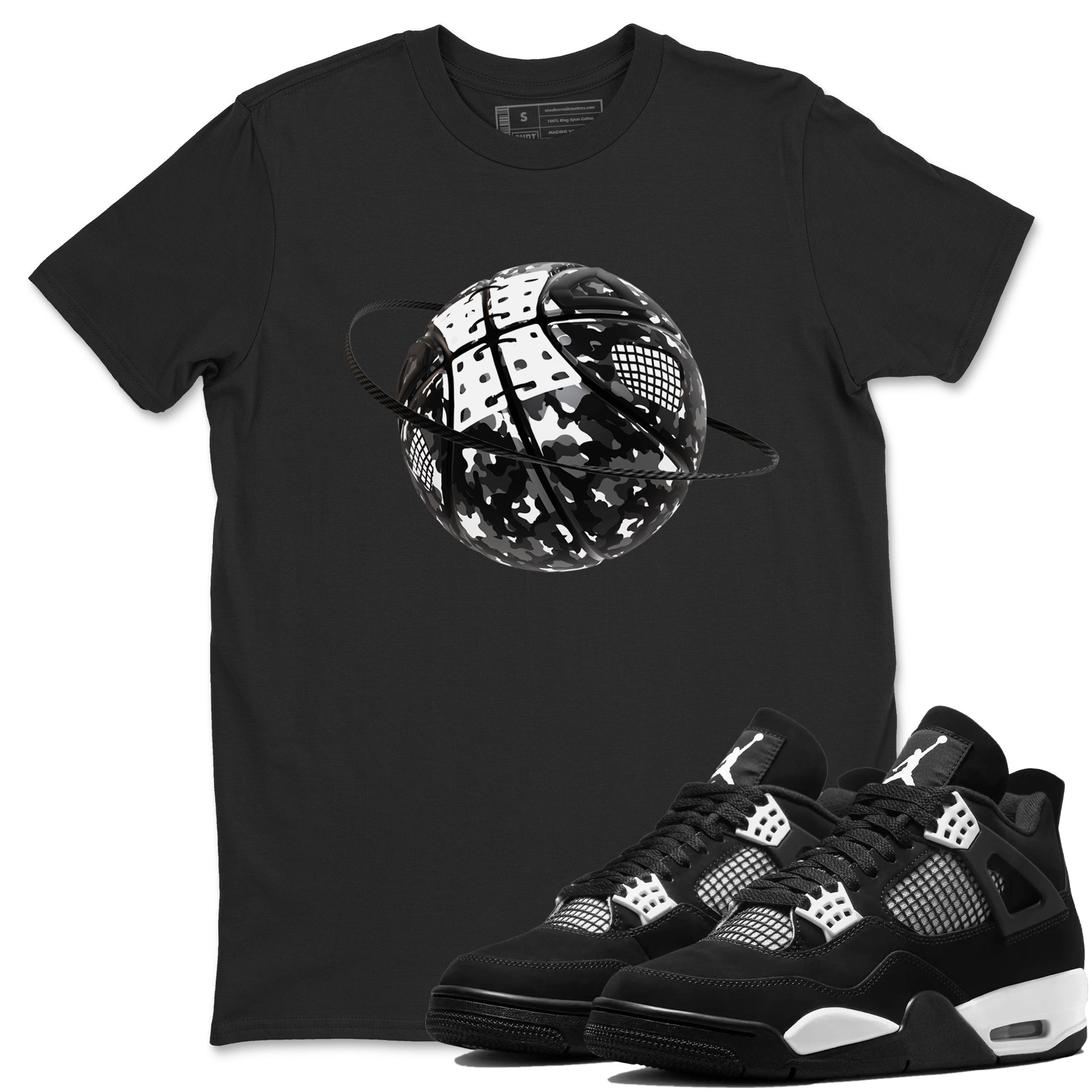 Camo Basketball Planet snkmatch Tees - Air Jordan 4 White Thunder