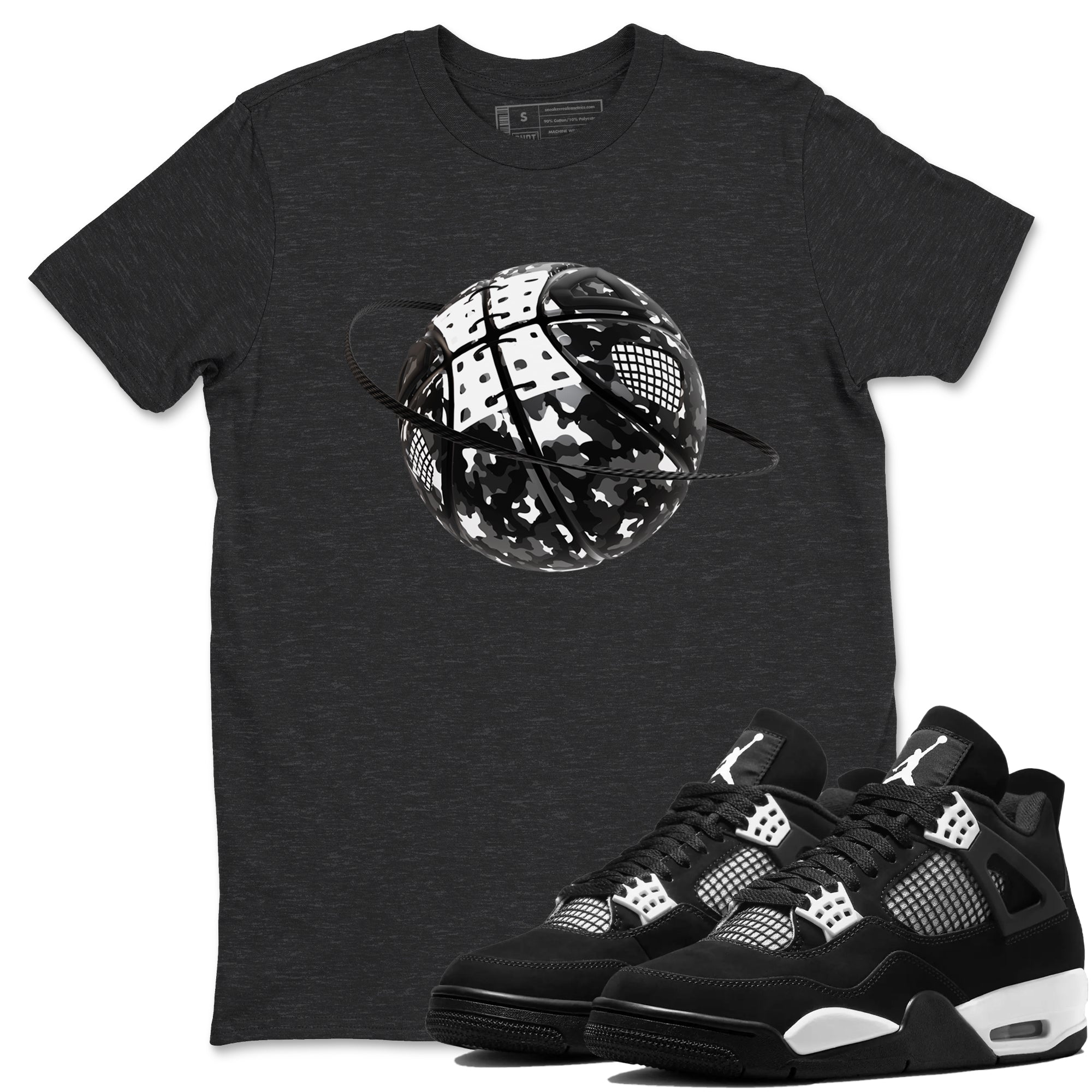 Camo Basketball Planet snkmatch Tees - Air Jordan 4 White Thunder