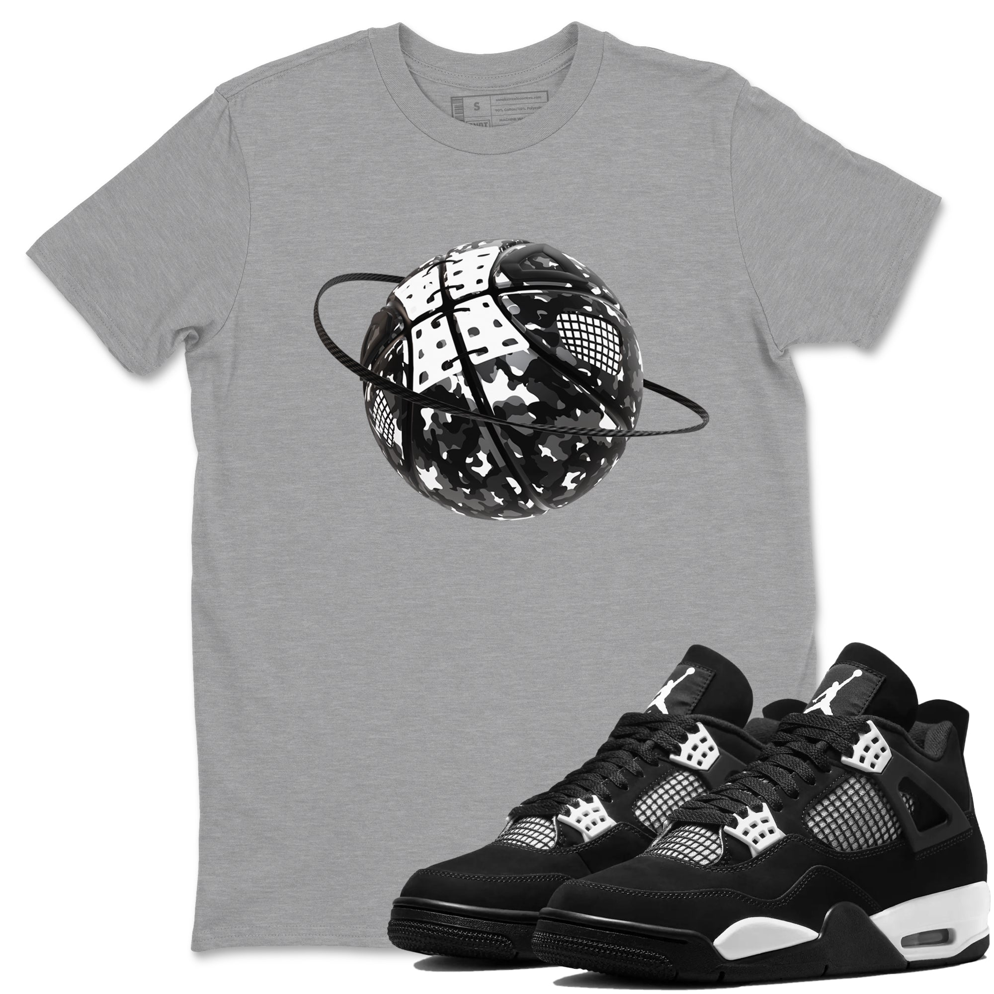Camo Basketball Planet snkmatch Tees - Air Jordan 4 White Thunder
