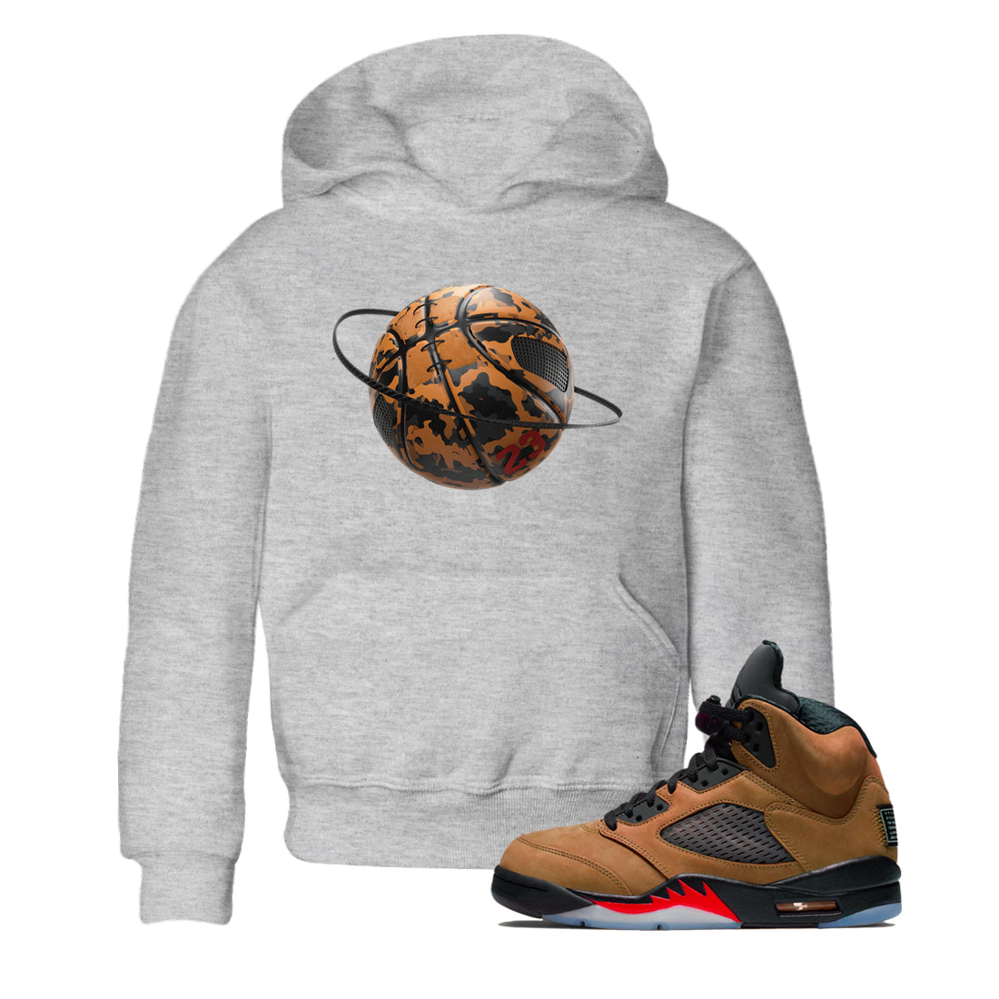 Camo Basketball Planet snkmatch Tees Kids - Air Jordan 5 Archaeo Brown