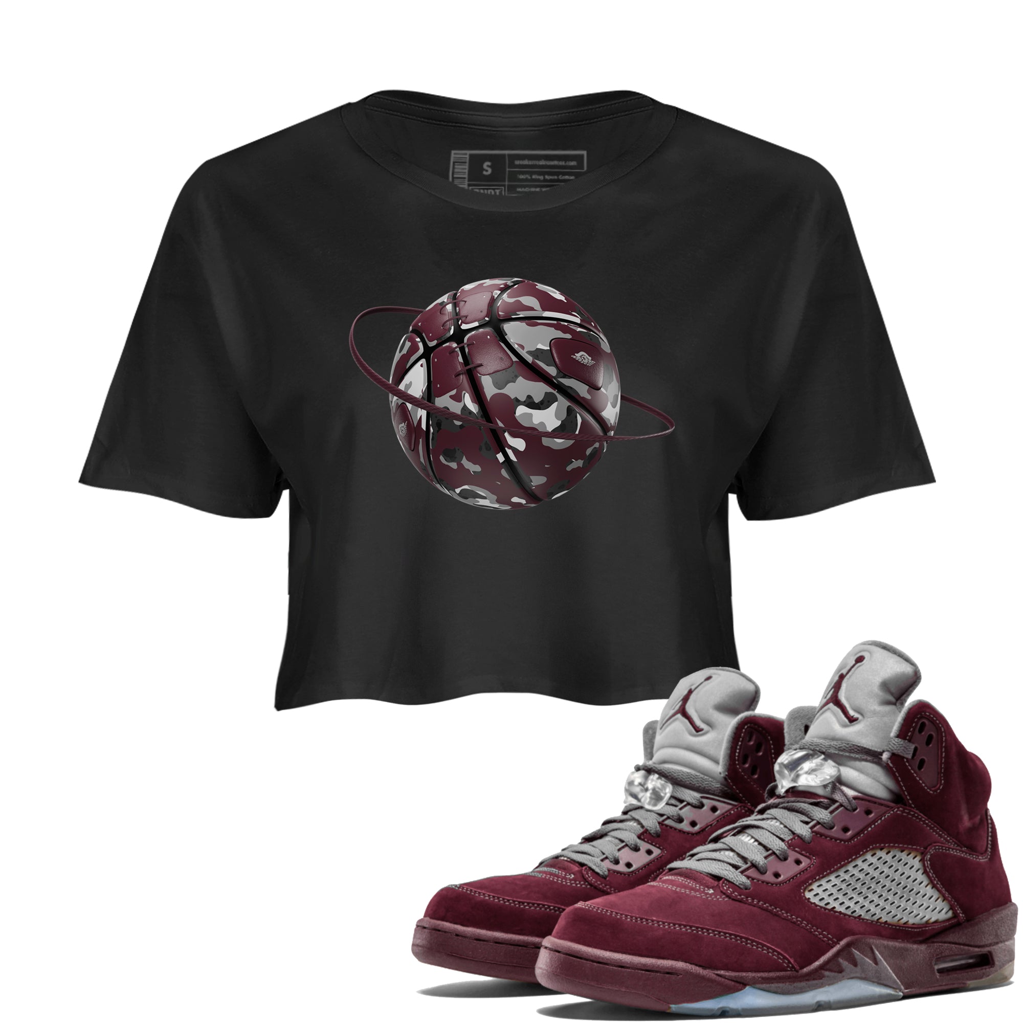Camo Basketball Planet snkmatch Women's Top - Air Jordan 5 Burgundy