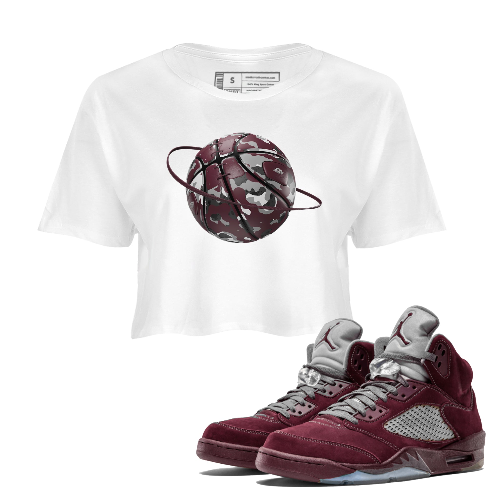Camo Basketball Planet snkmatch Women's Top - Air Jordan 5 Burgundy