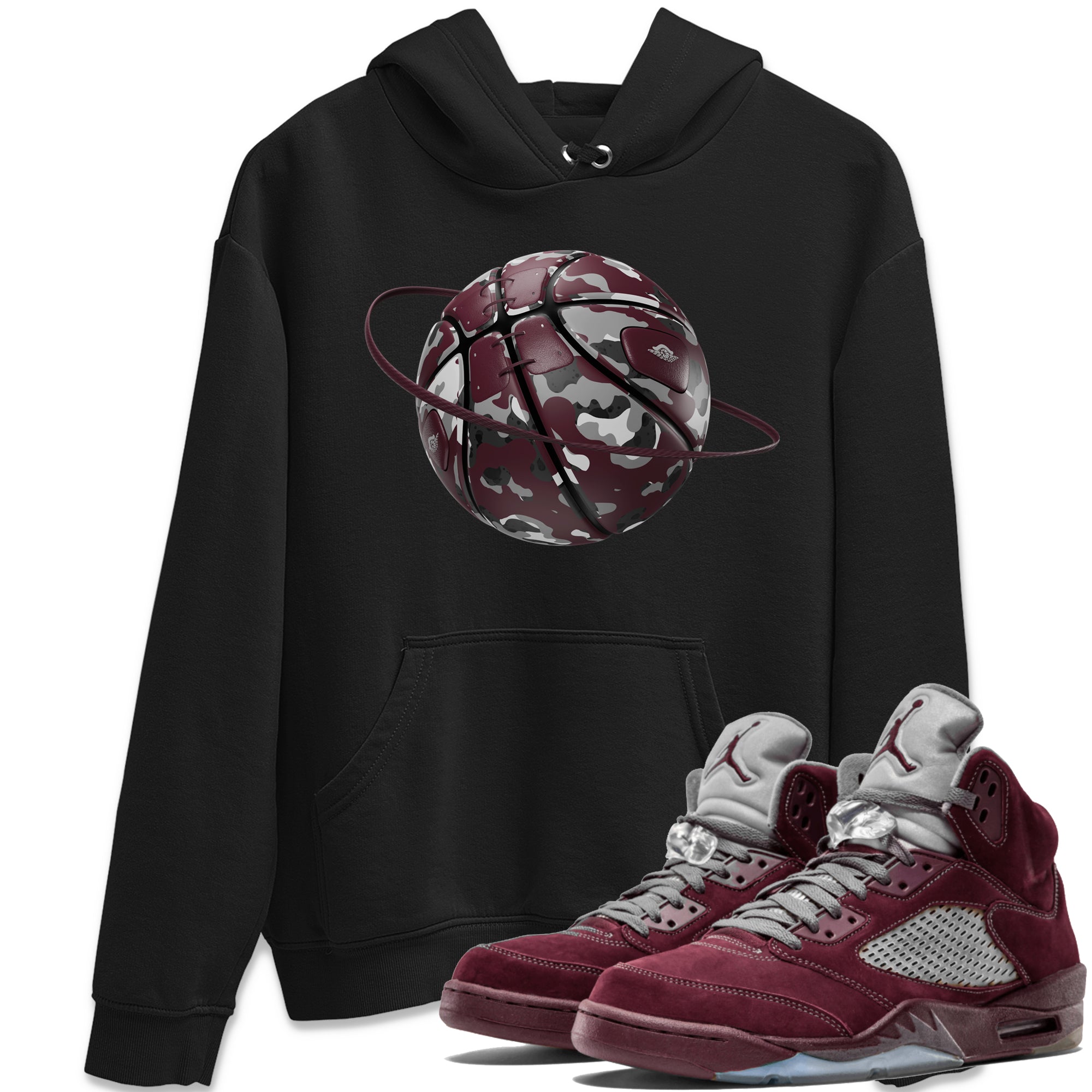 Camo Basketball Planet snkmatch Tee - Air Jordan 5 Burgundy