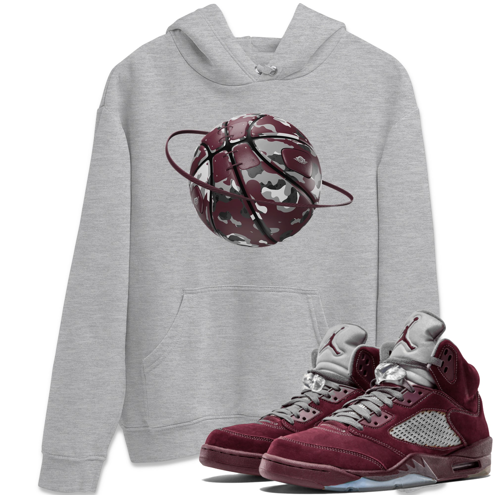 Camo Basketball Planet snkmatch Tee - Air Jordan 5 Burgundy