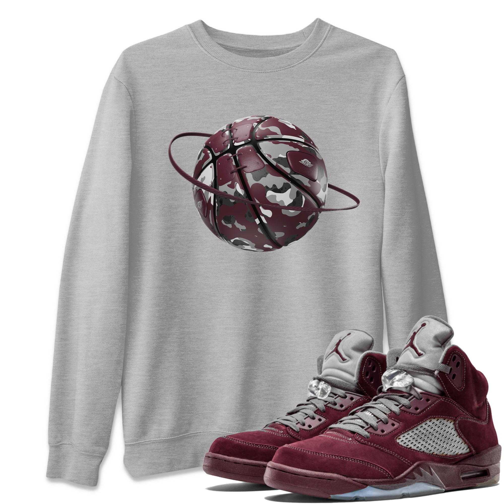 Camo Basketball Planet snkmatch Tee - Air Jordan 5 Burgundy