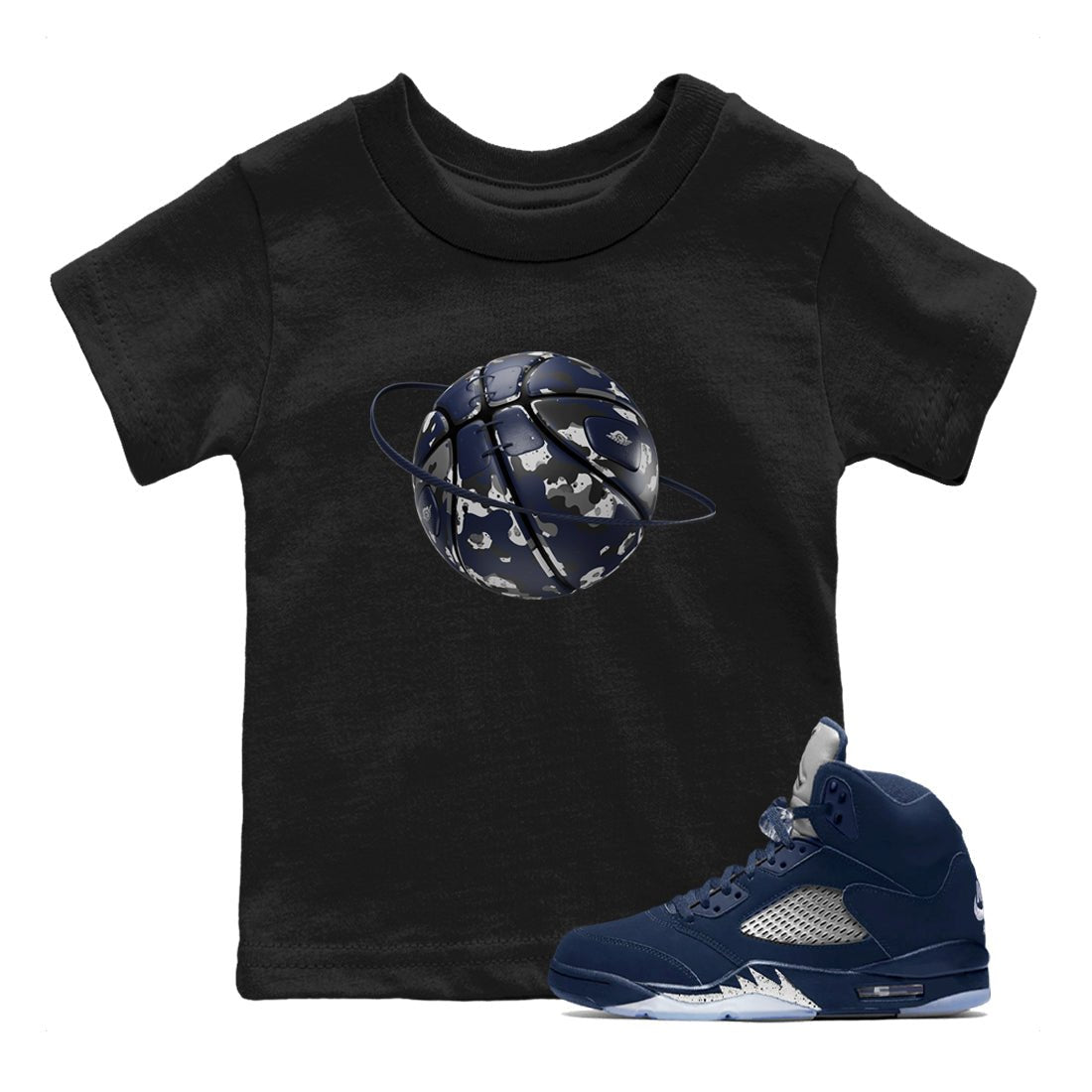 Camo Basketball Planet snkmatch Tee Kids - Air Jordan 5 Georgetown