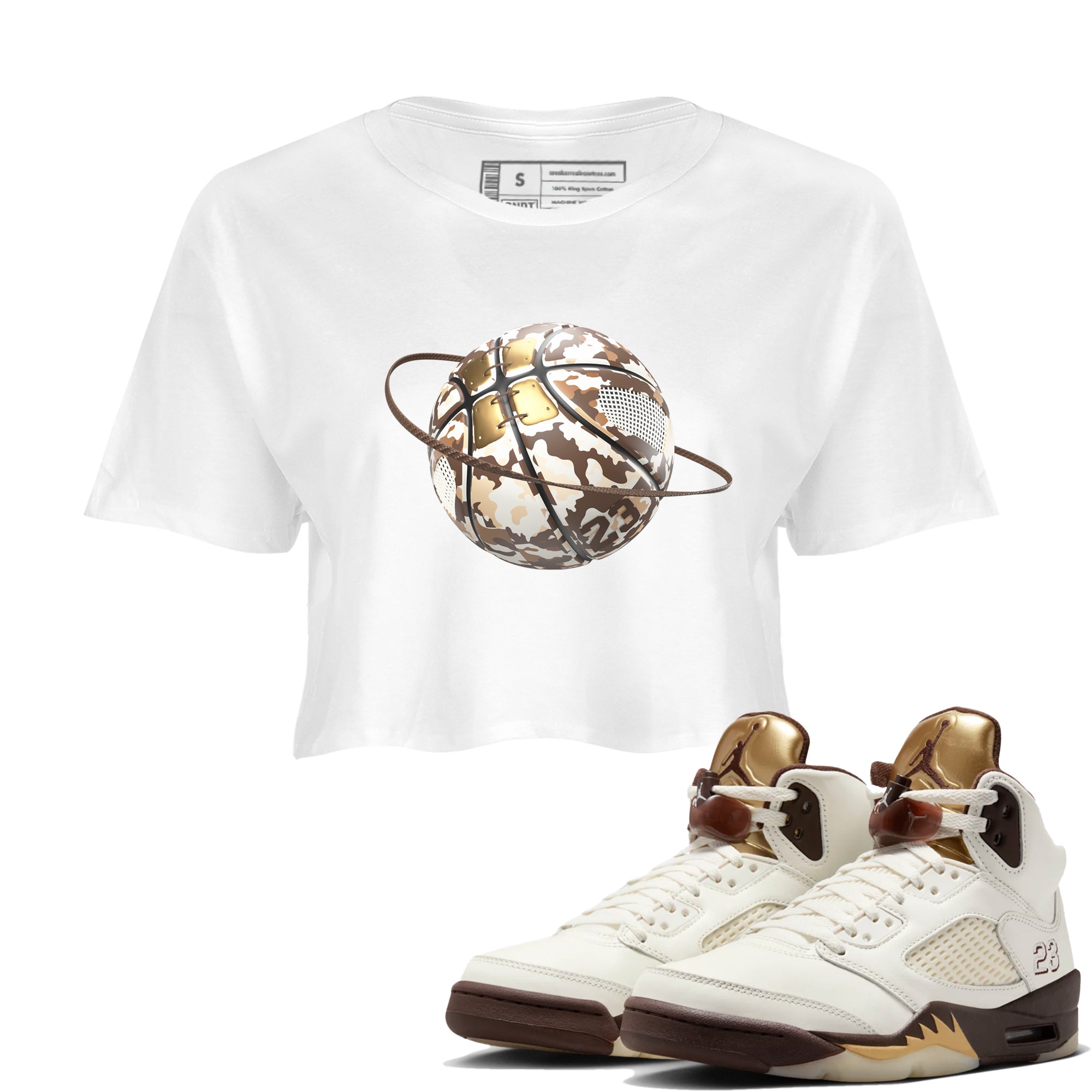 Camo Basketball Planet snkmatch Women's Top - Air Jordan 5 Golden Ticket