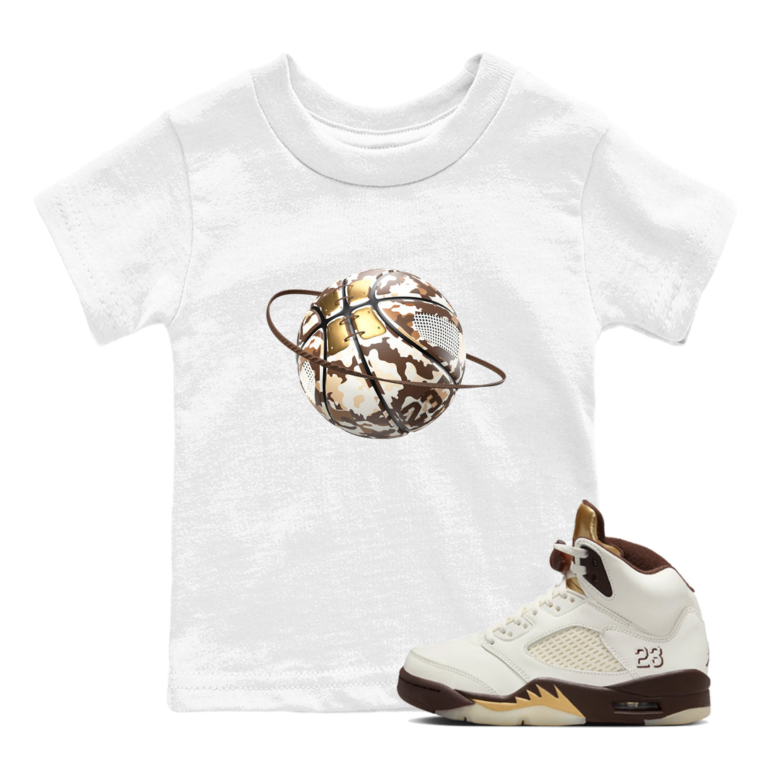 Camo Basketball Planet snkmatch Tees Kids - Air Jordan 5 Golden Ticket