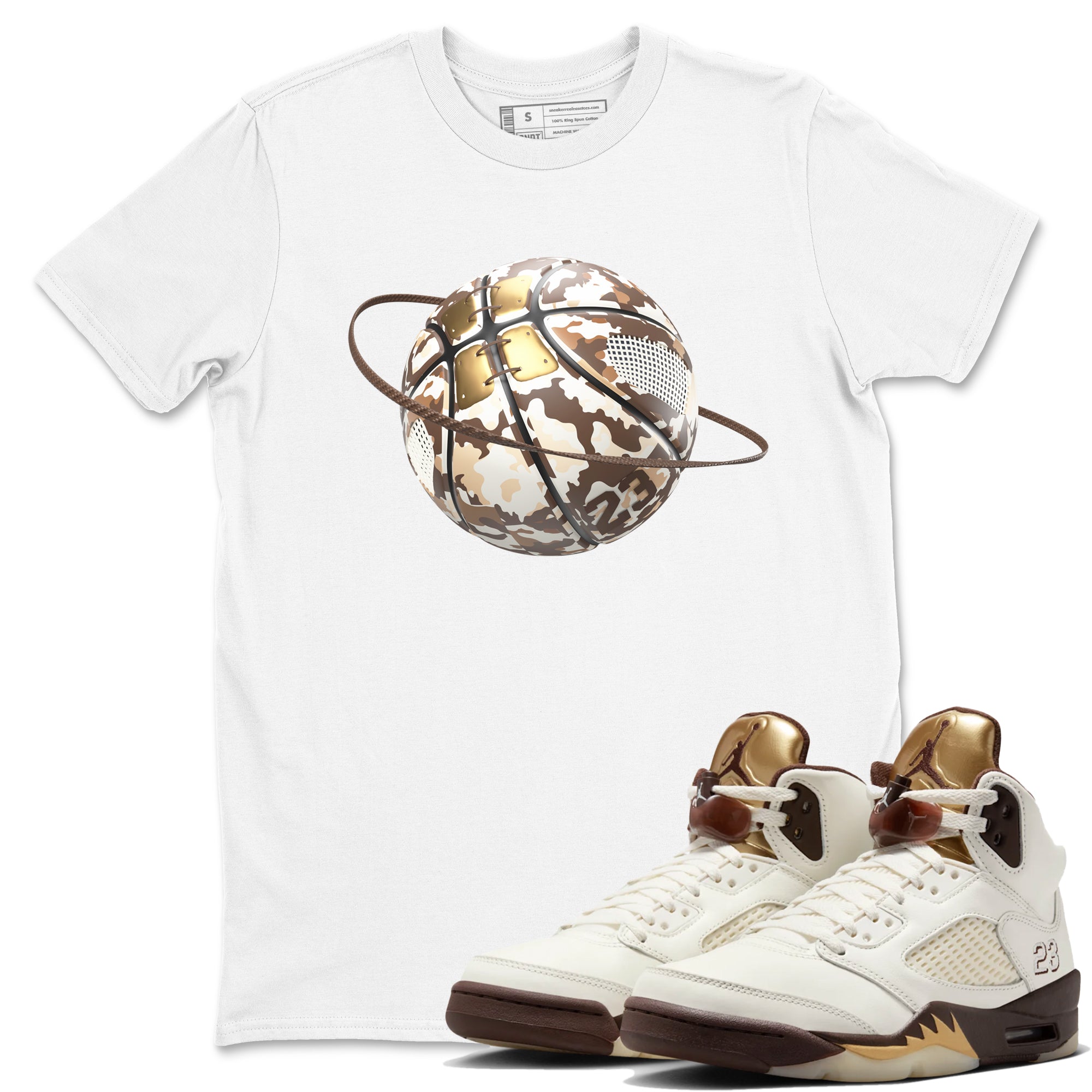 Camo Basketball Planet snkmatch Tees - Air Jordan 5 Golden Ticket