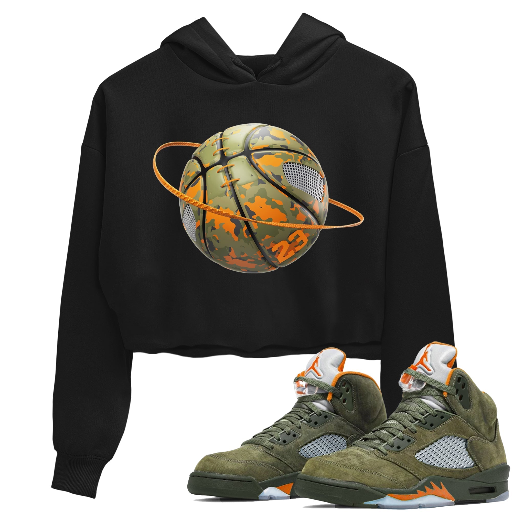 Camo Basketball Planet snkmatch Women's Top - Air Jordan 5 Olive