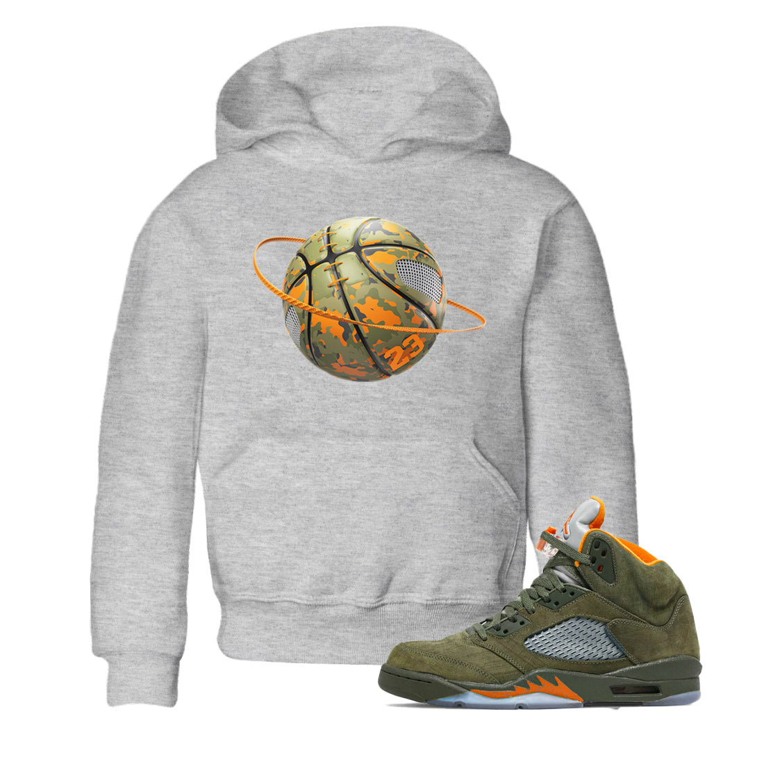 Camo Basketball Planet snkmatch Tees Kids - Air Jordan 5 Olive