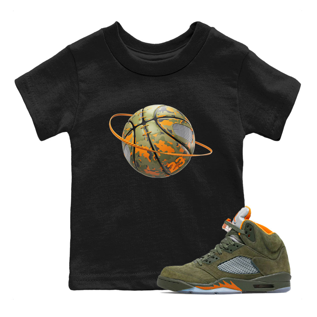Camo Basketball Planet snkmatch Tees Kids - Air Jordan 5 Olive
