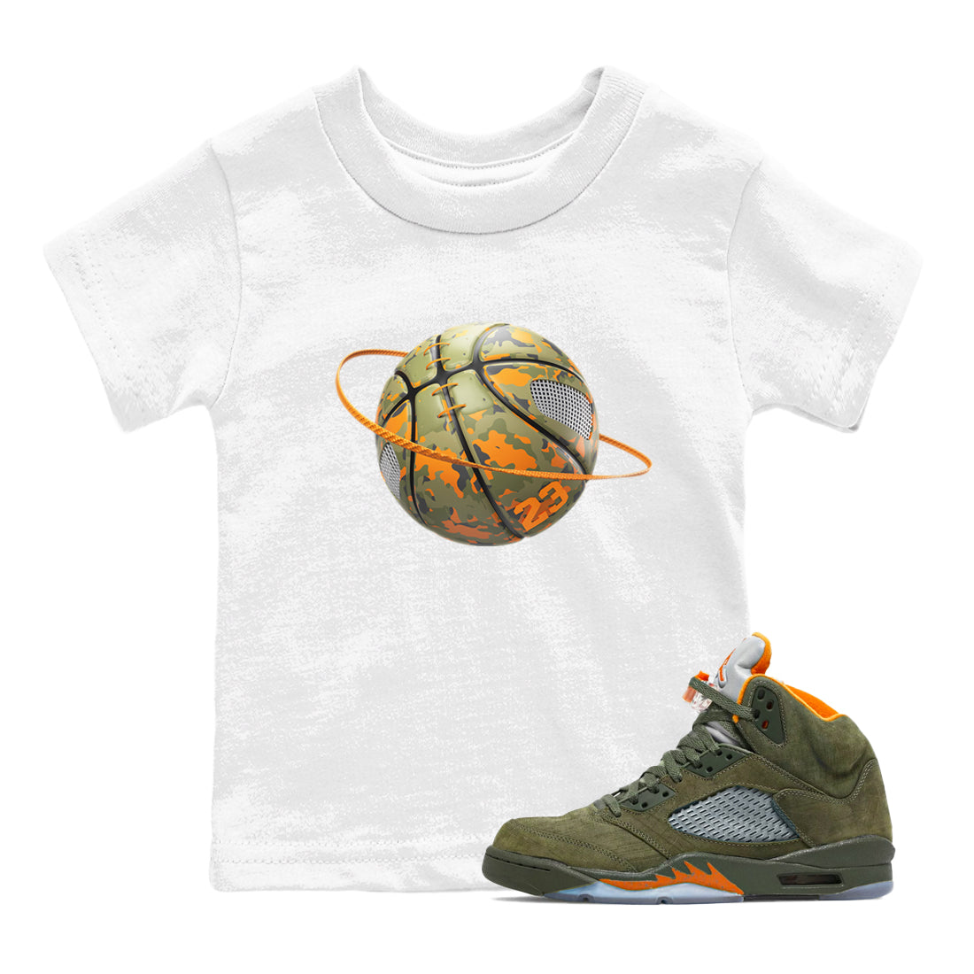 Camo Basketball Planet snkmatch Tees Kids - Air Jordan 5 Olive