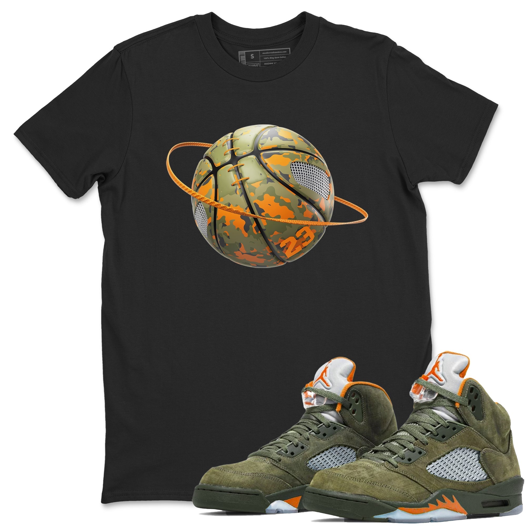 Camo Basketball Planet snkmatch Tees - Air Jordan 5 Olive