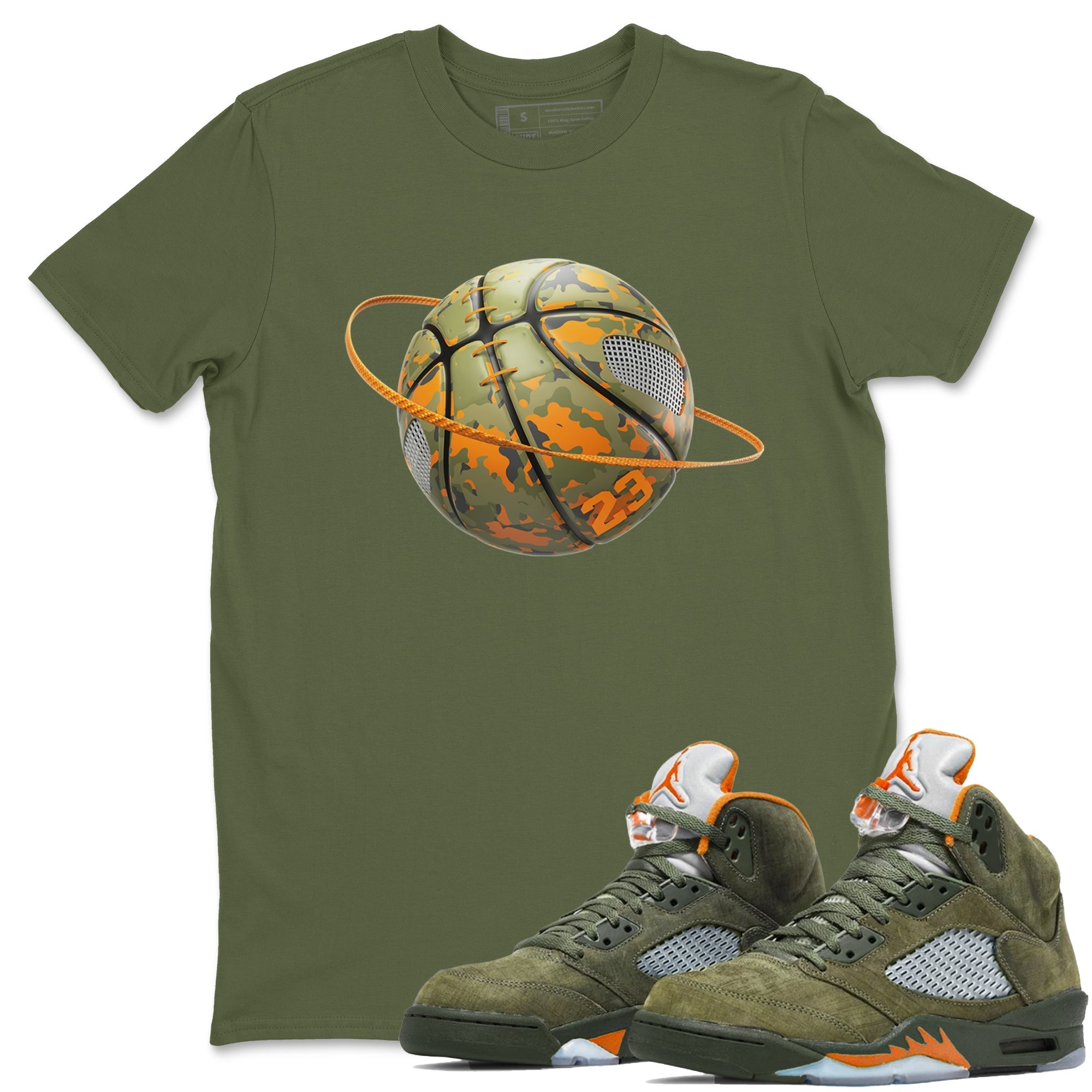 Camo Basketball Planet snkmatch Tees - Air Jordan 5 Olive