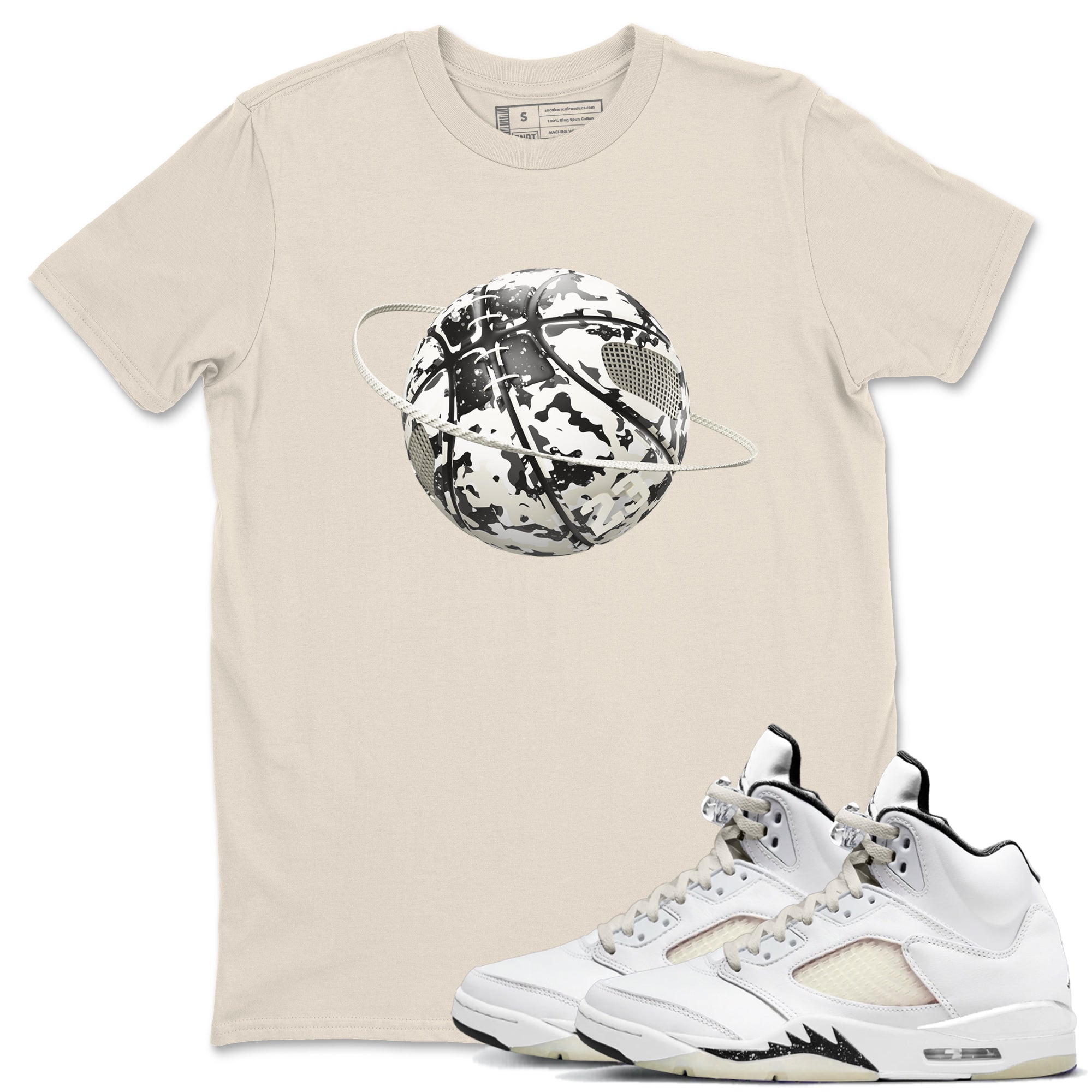 Camo Basketball Planet snkmatch Tees - Air Jordan 5 Sail