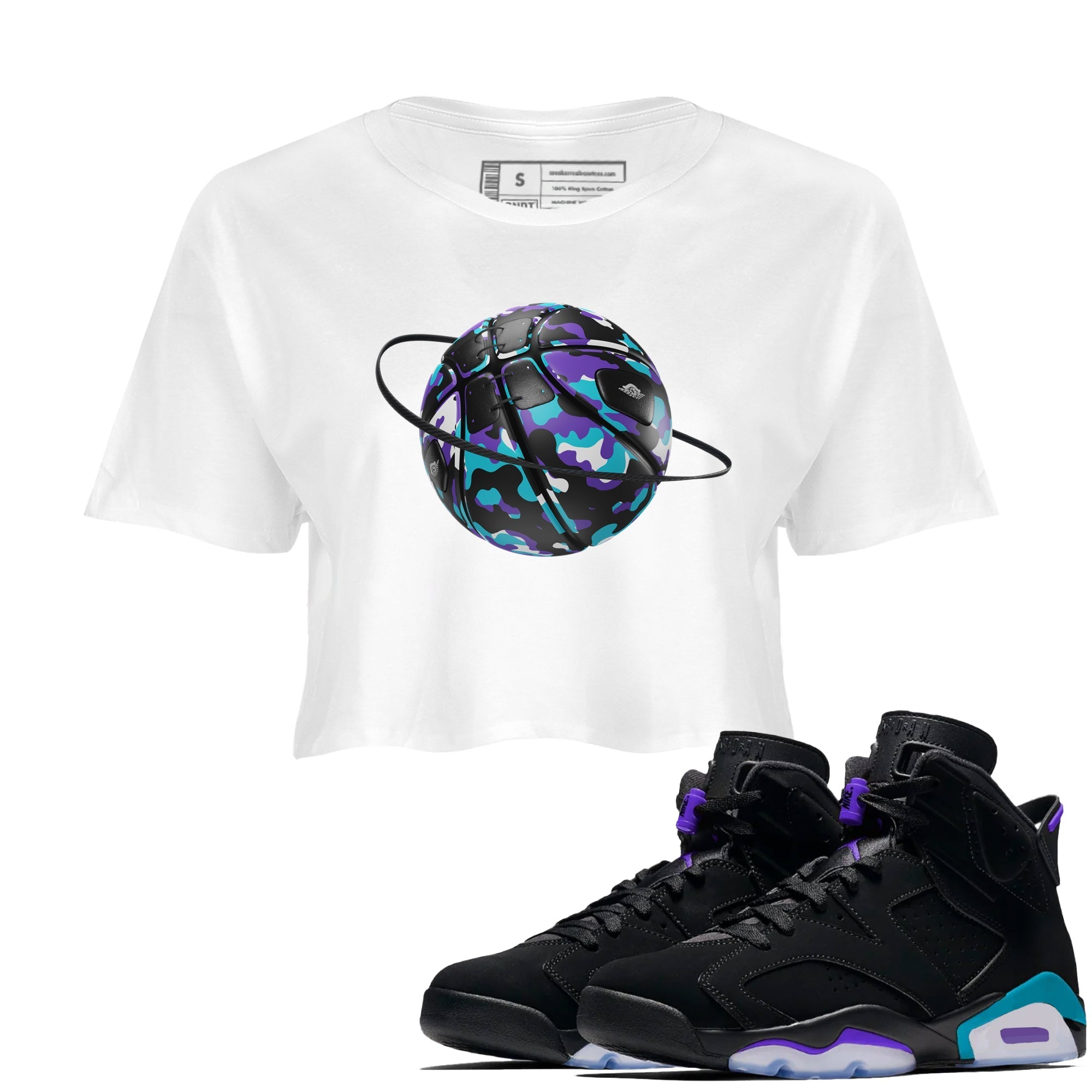 Camo Basketball Planet snkmatch Women's Top - Air Jordan 6 Aqua