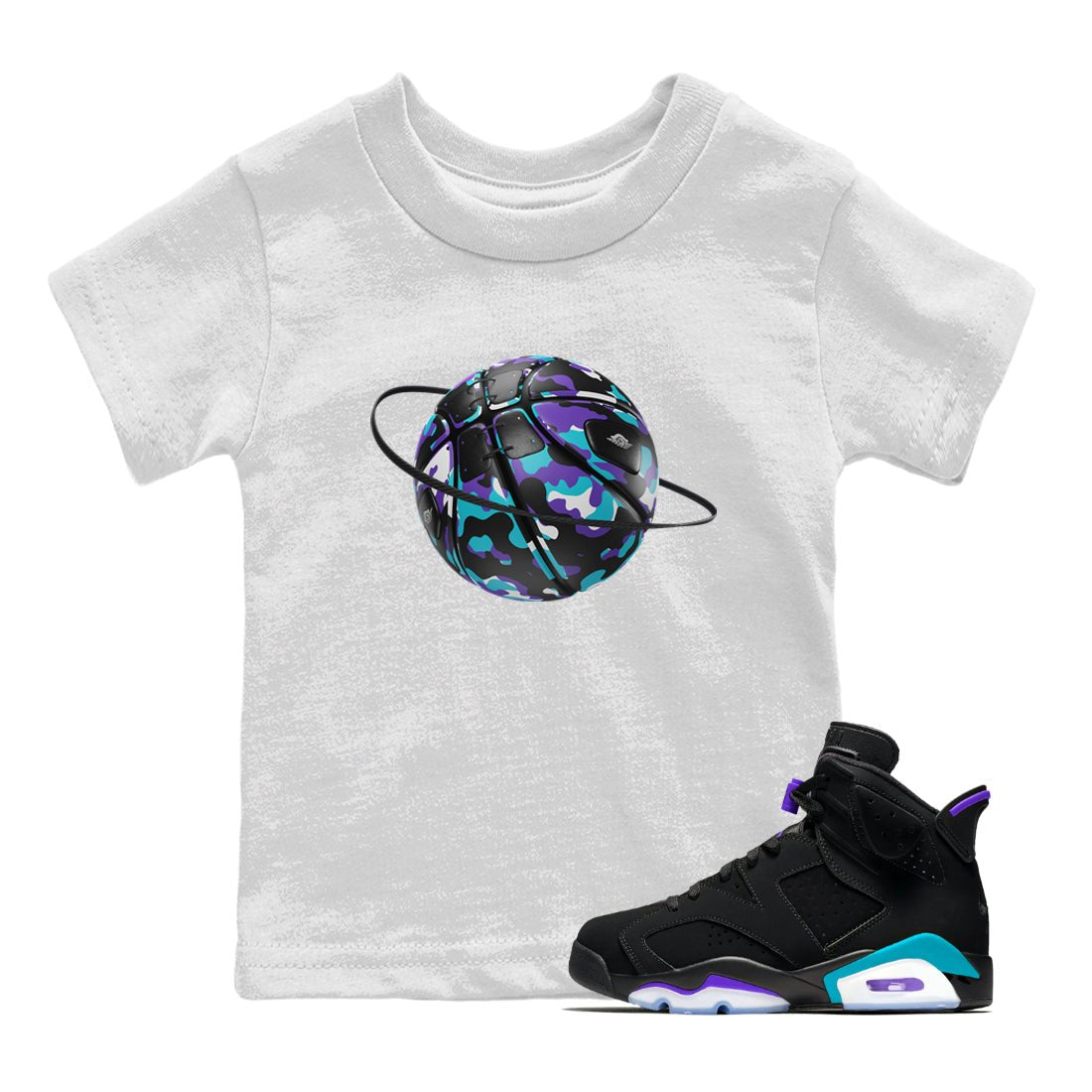 Camo Basketball Planet snkmatch Tee Kids - Air Jordan 6 Aqua