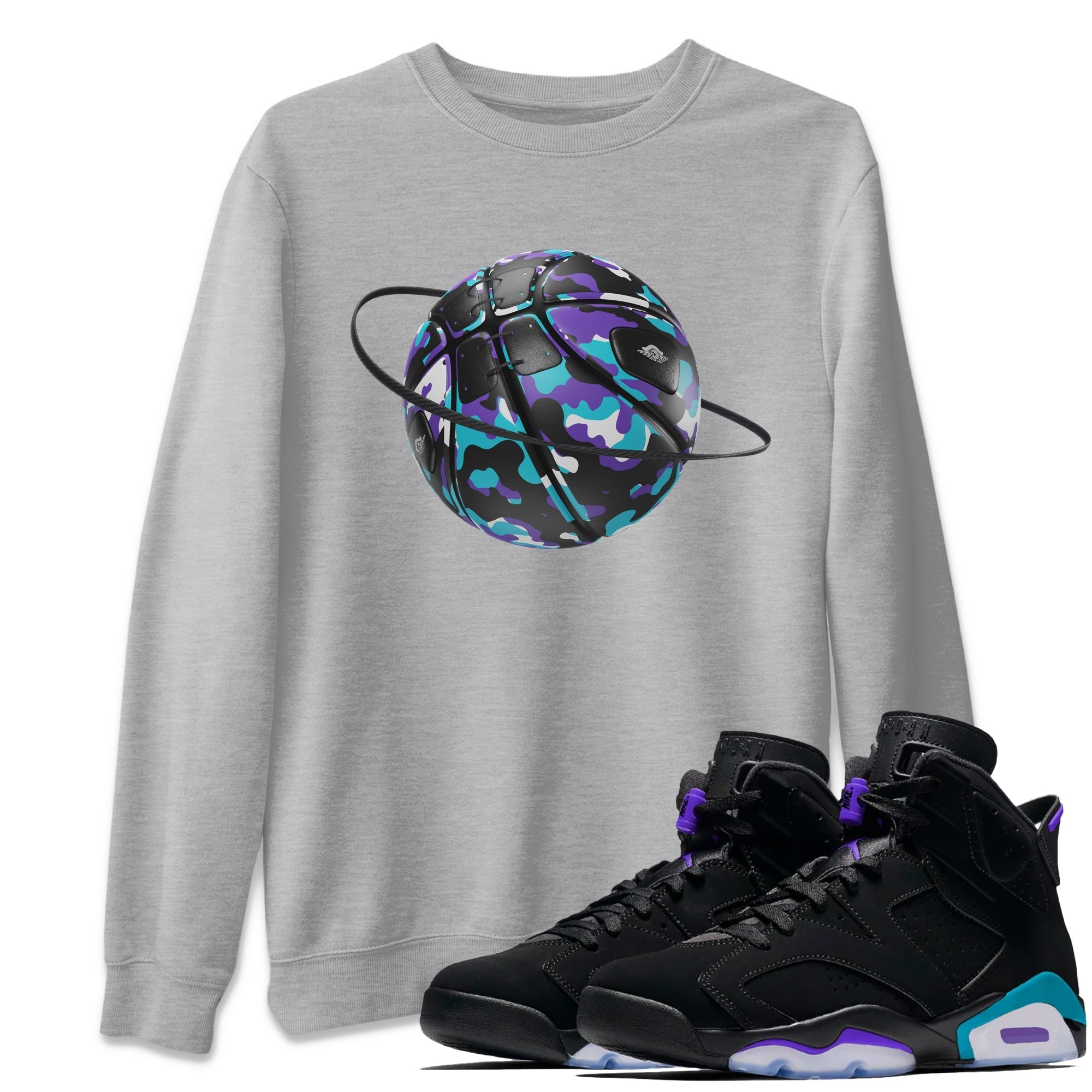 Camo Basketball Planet snkmatch Tee - Air Jordan 6 Aqua
