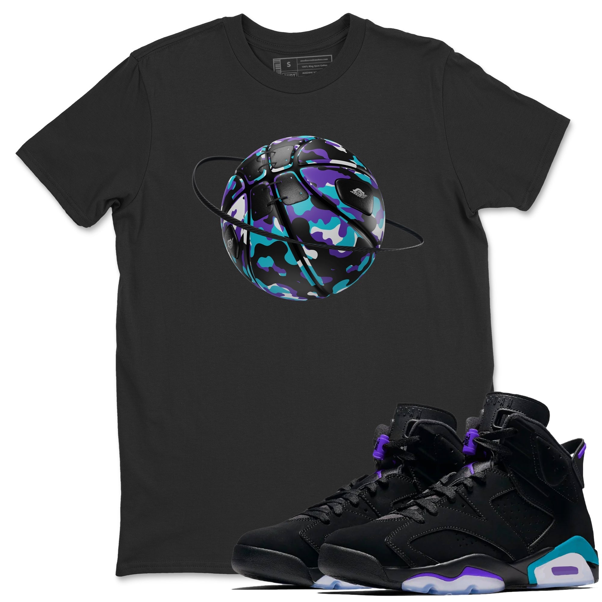 Camo Basketball Planet snkmatch Tee - Air Jordan 6 Aqua