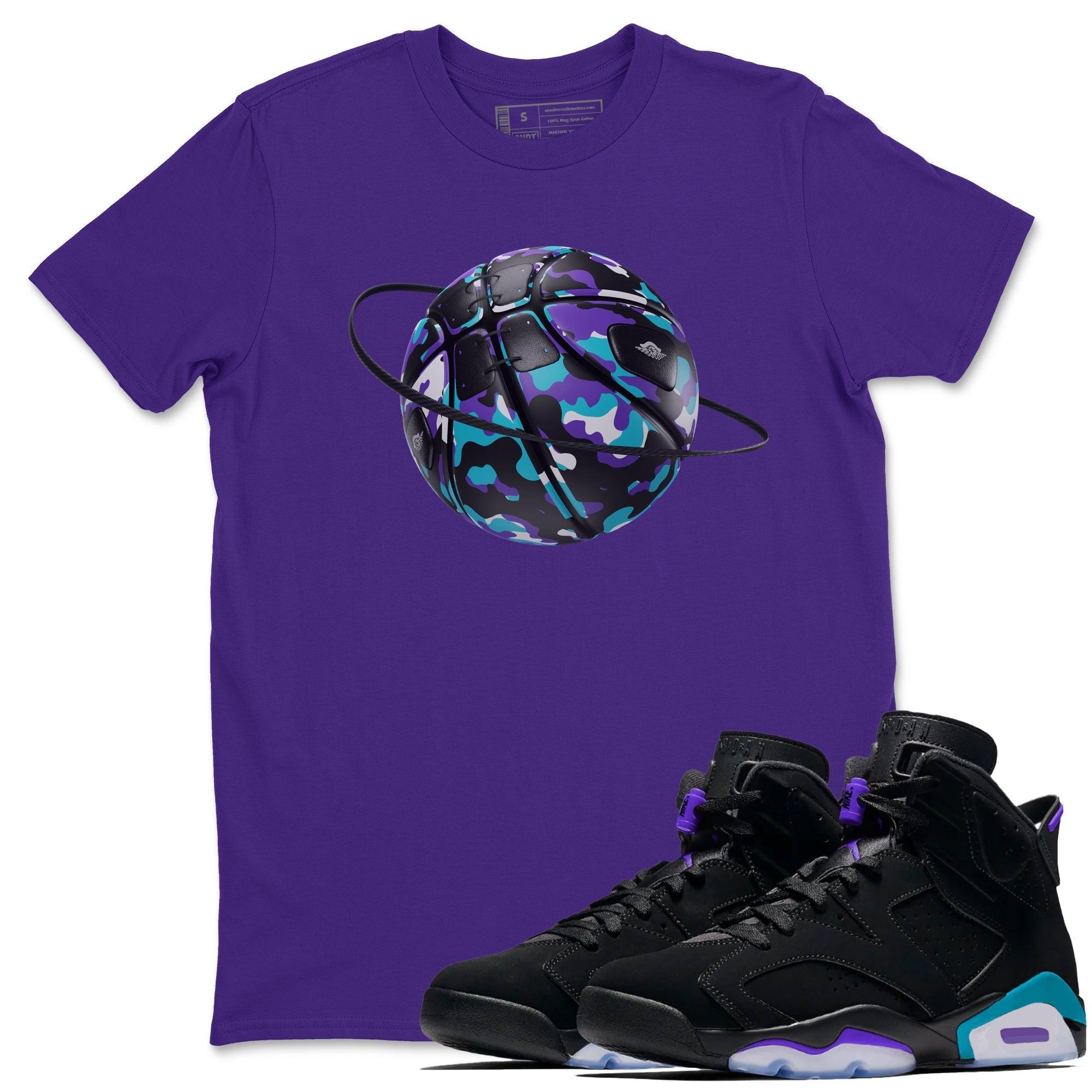 Camo Basketball Planet snkmatch Tee - Air Jordan 6 Aqua