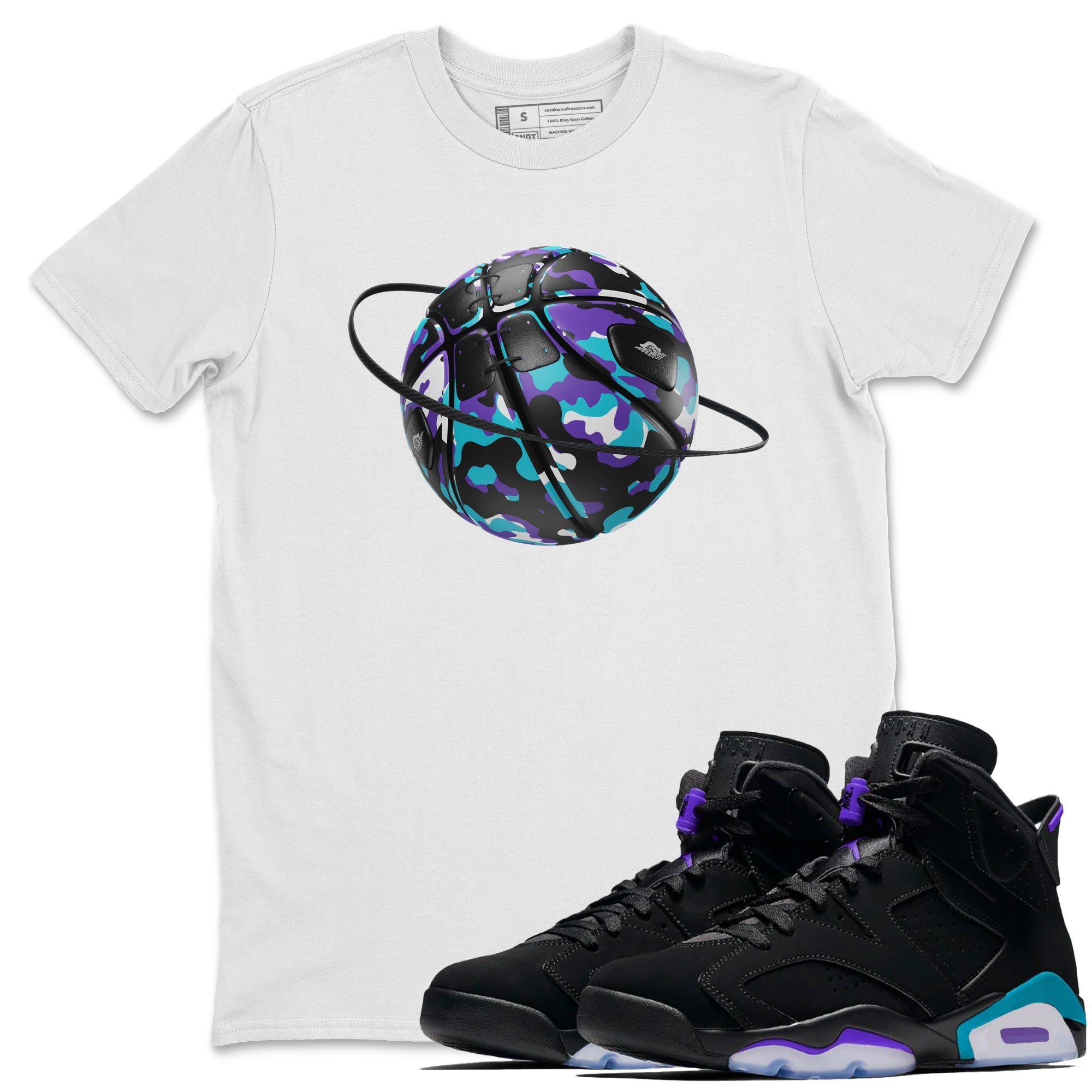 Camo Basketball Planet snkmatch Tee - Air Jordan 6 Aqua