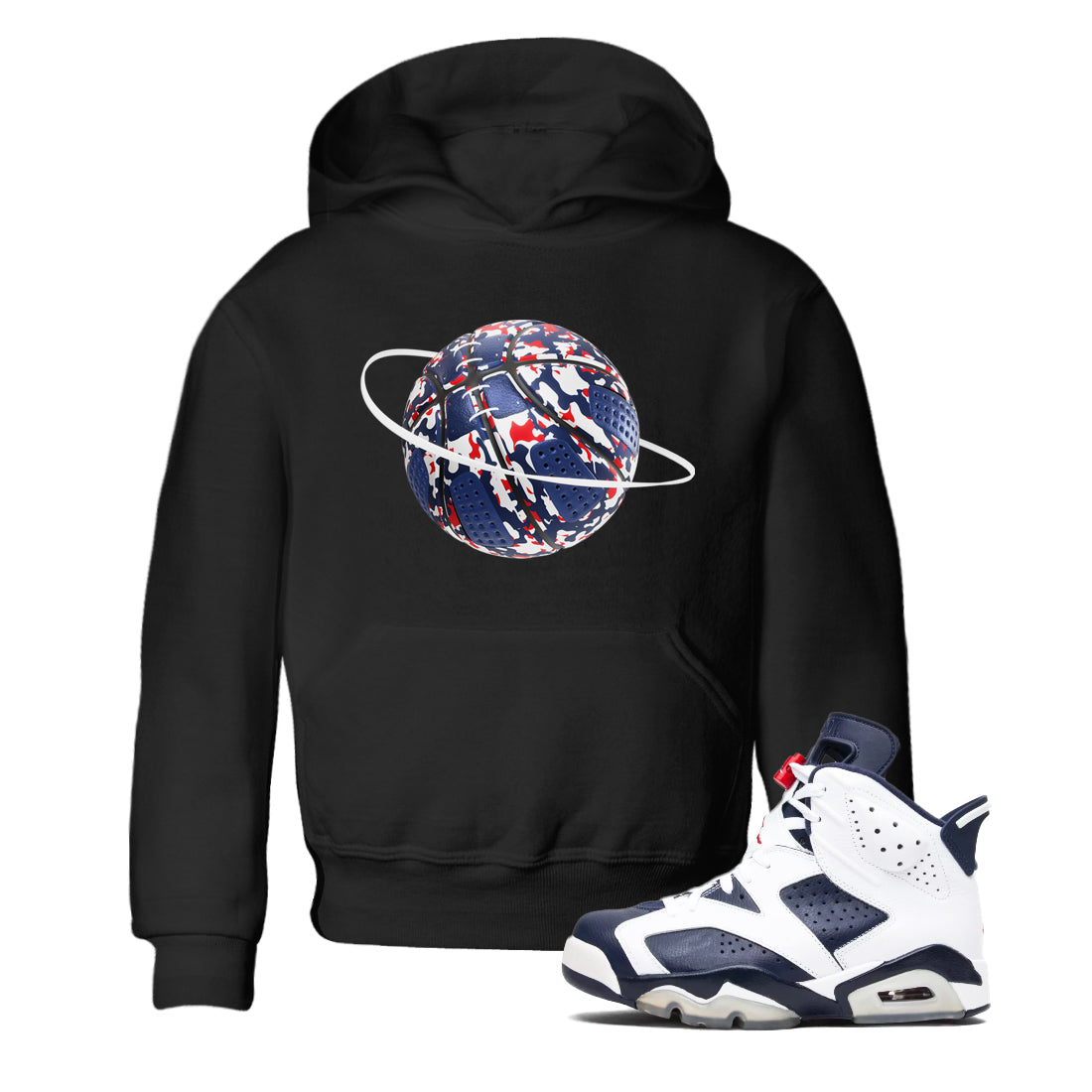 Camo Basketball Planet snkmatch Tees Kids - Air Jordan 6 White And Midnight Navy