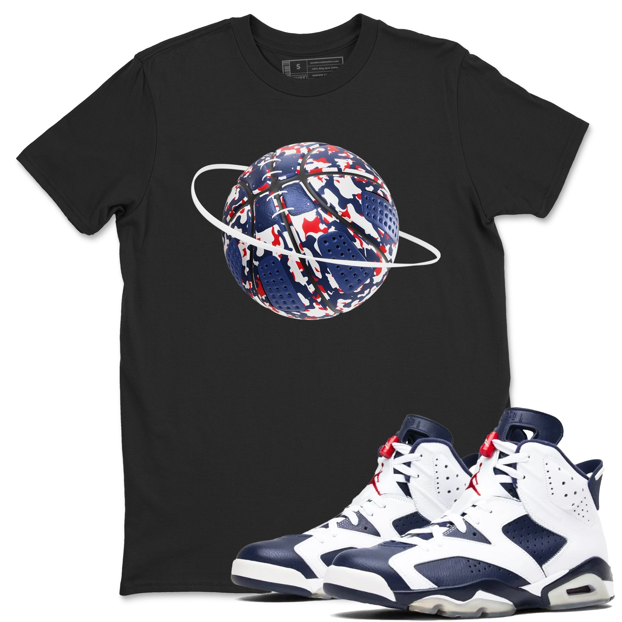 Camo Basketball Planet snkmatch Tees - Air Jordan 6 White And Midnight Navy