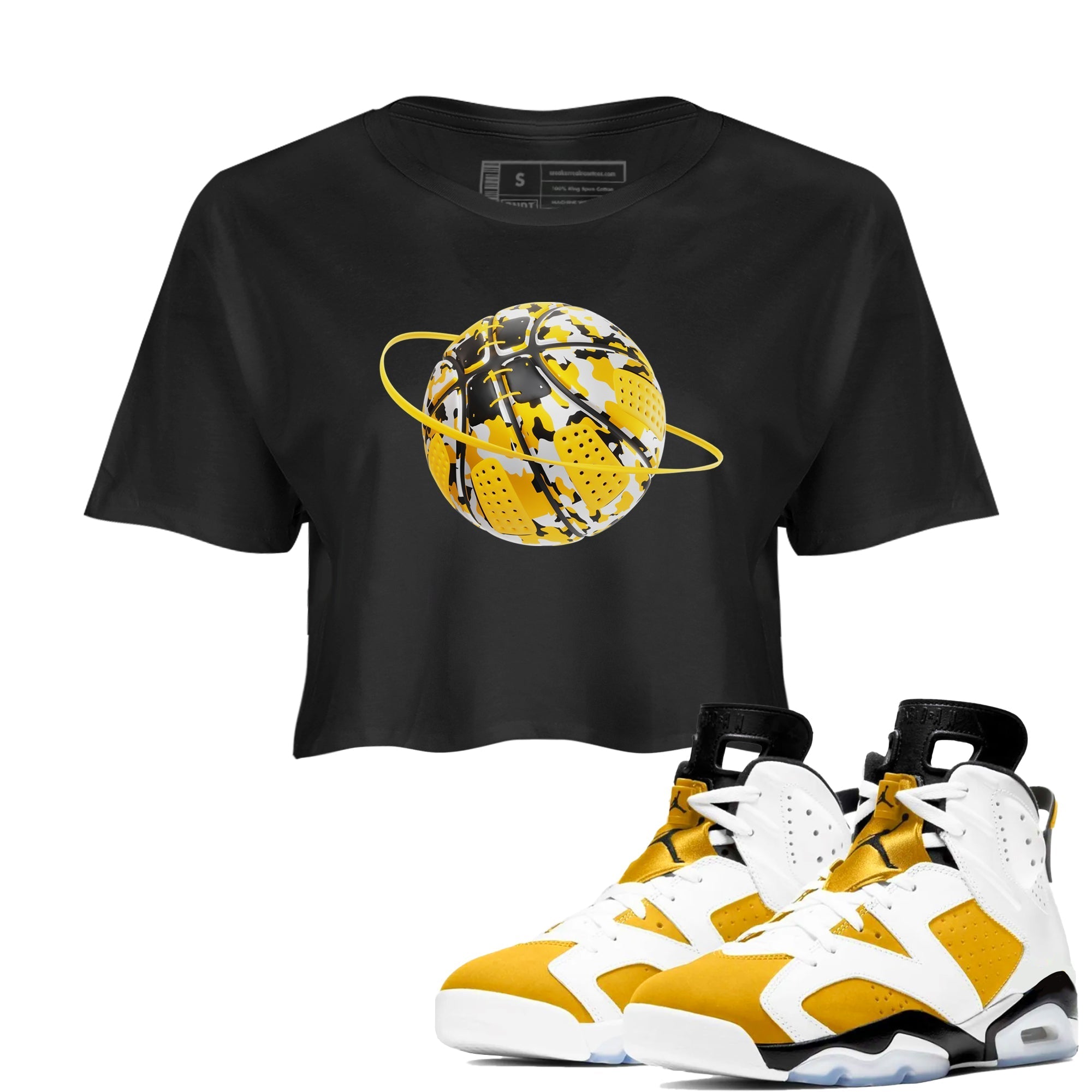 Camo Basketball Planet snkmatch Women's Top - Air Jordan 6 Yellow Ochre