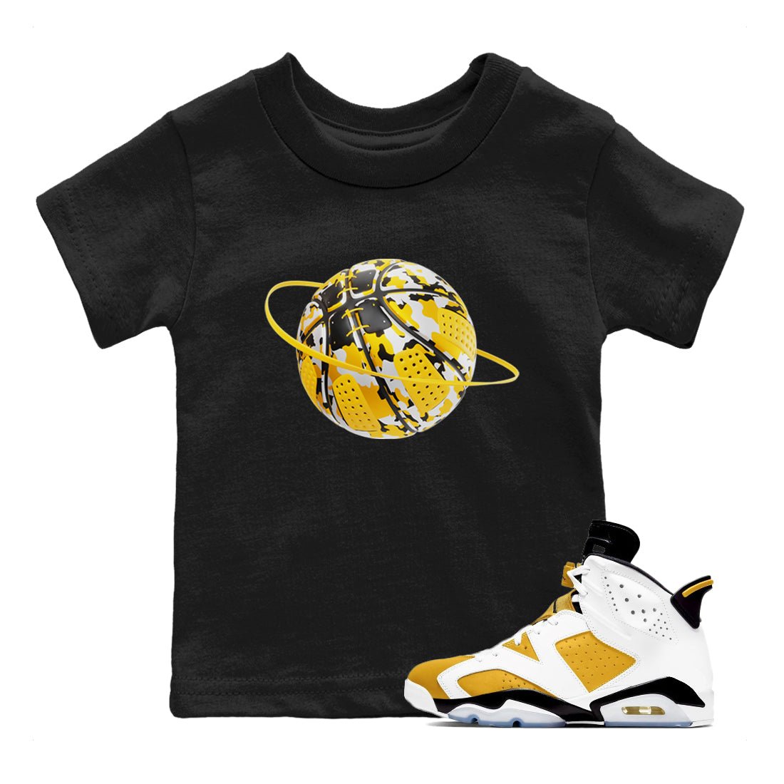 Camo Basketball Planet snkmatch Tee Kids - Air Jordan 6 Yellow Ochre