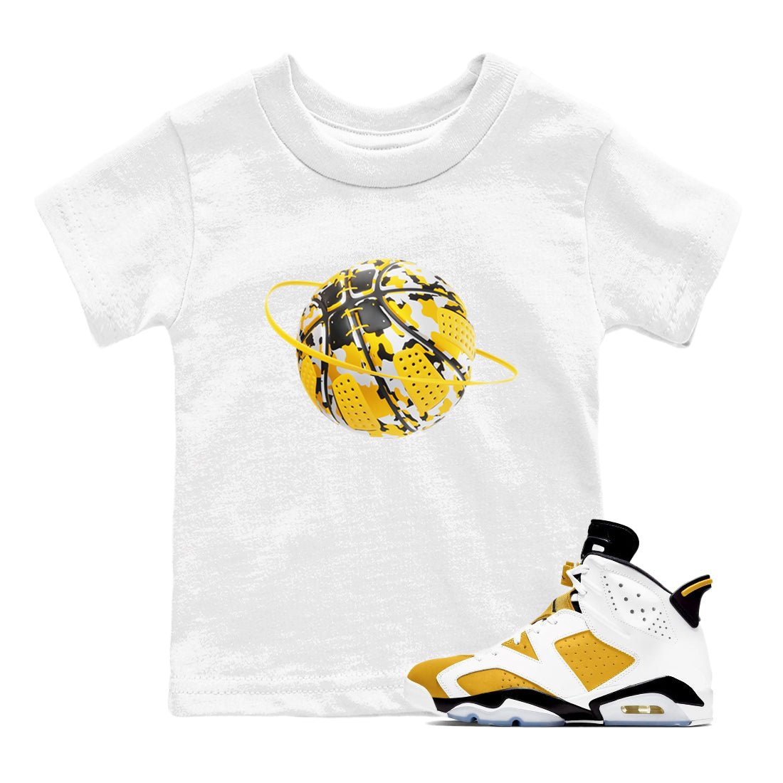 Camo Basketball Planet snkmatch Tee Kids - Air Jordan 6 Yellow Ochre